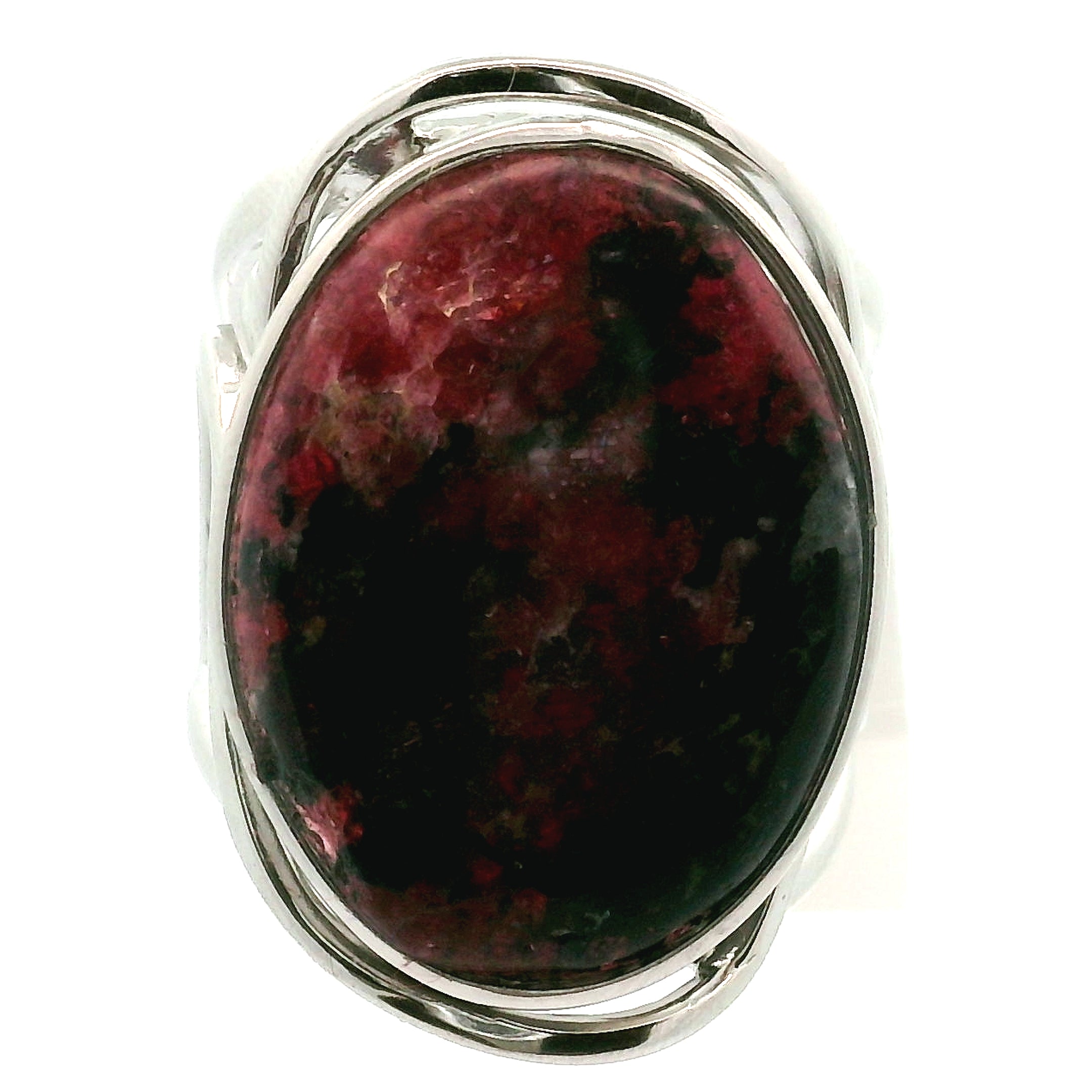 Quebec Eudialyte Cuff Ring .925 Silver for Manifesting the Desires of Your Heart