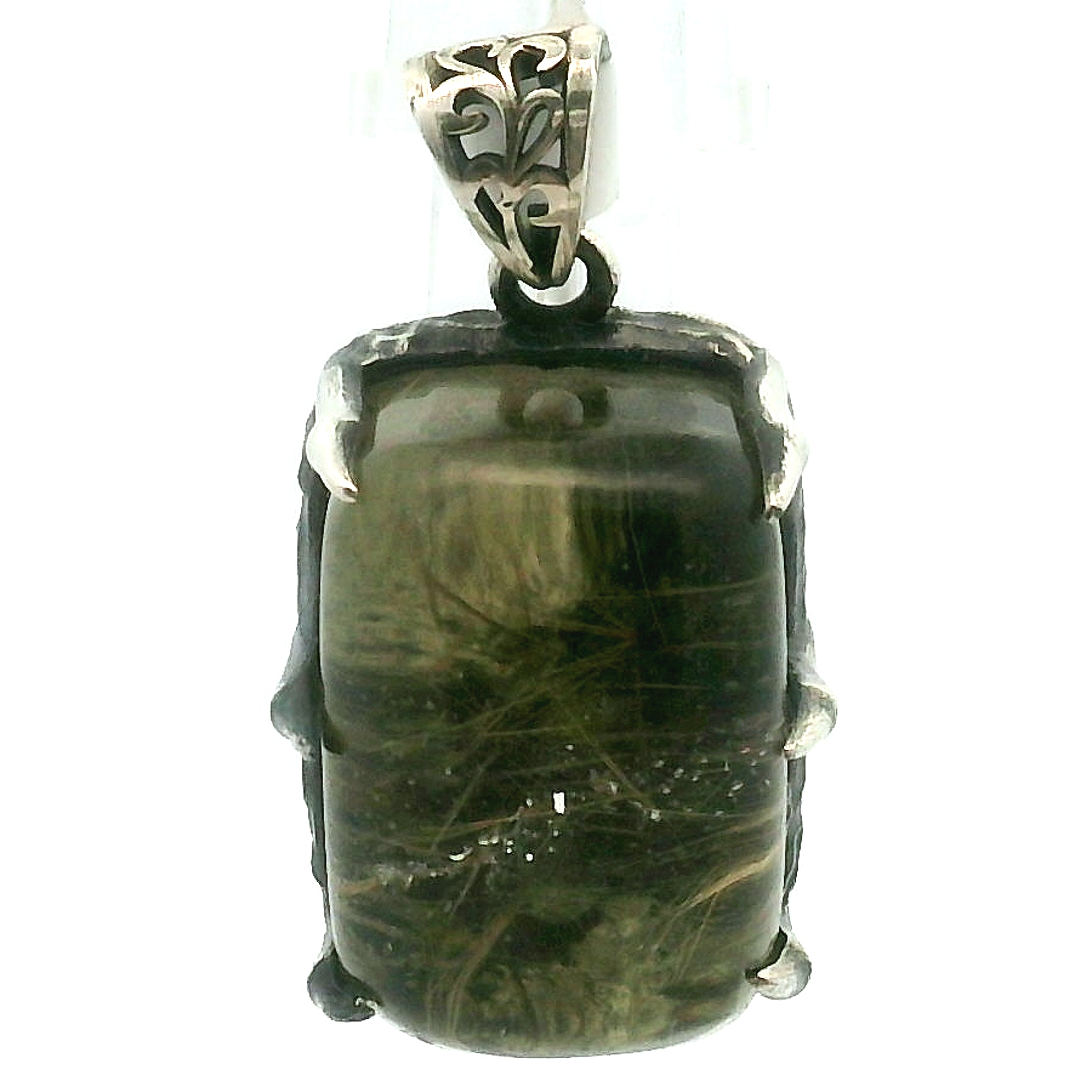 Gold Rutile Bad Witch Pendant .925 Silver for Insight, Meditation & Shamanic Journey