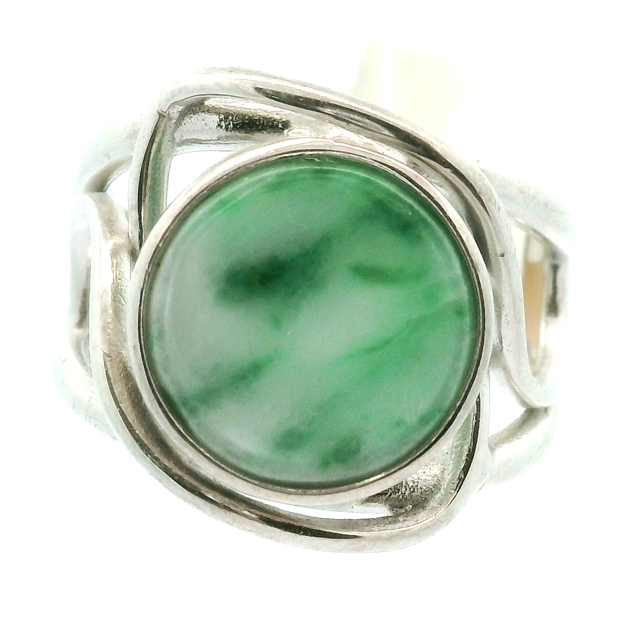 Jadeite Finger Cuff Adjustable Ring .925 Silver for Abundance, Good Luck, Joy and Protection