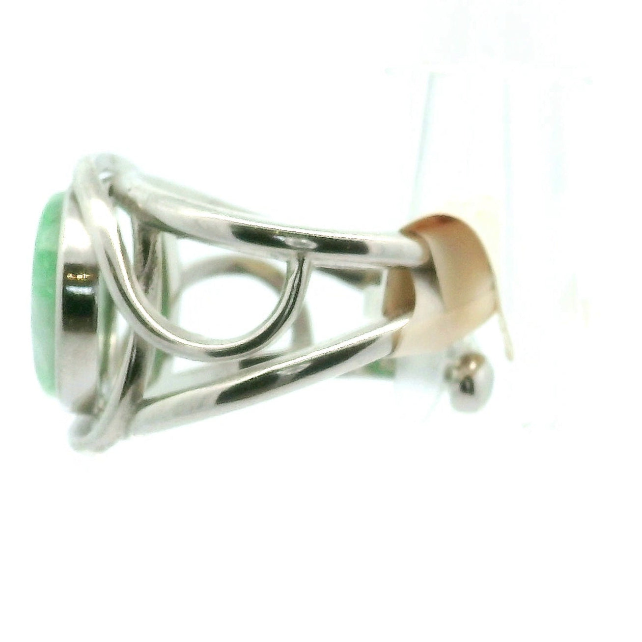 Jadeite Finger Cuff Adjustable Ring .925 Silver for Abundance, Good Luck, Joy and Protection