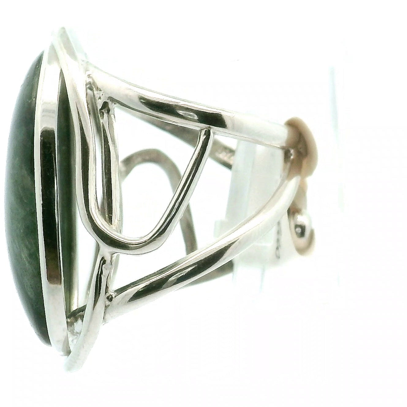 Actinolite Cuff Ring .925 Silver for Higher Levels of Awareness, Peaceful Communication and Clarity