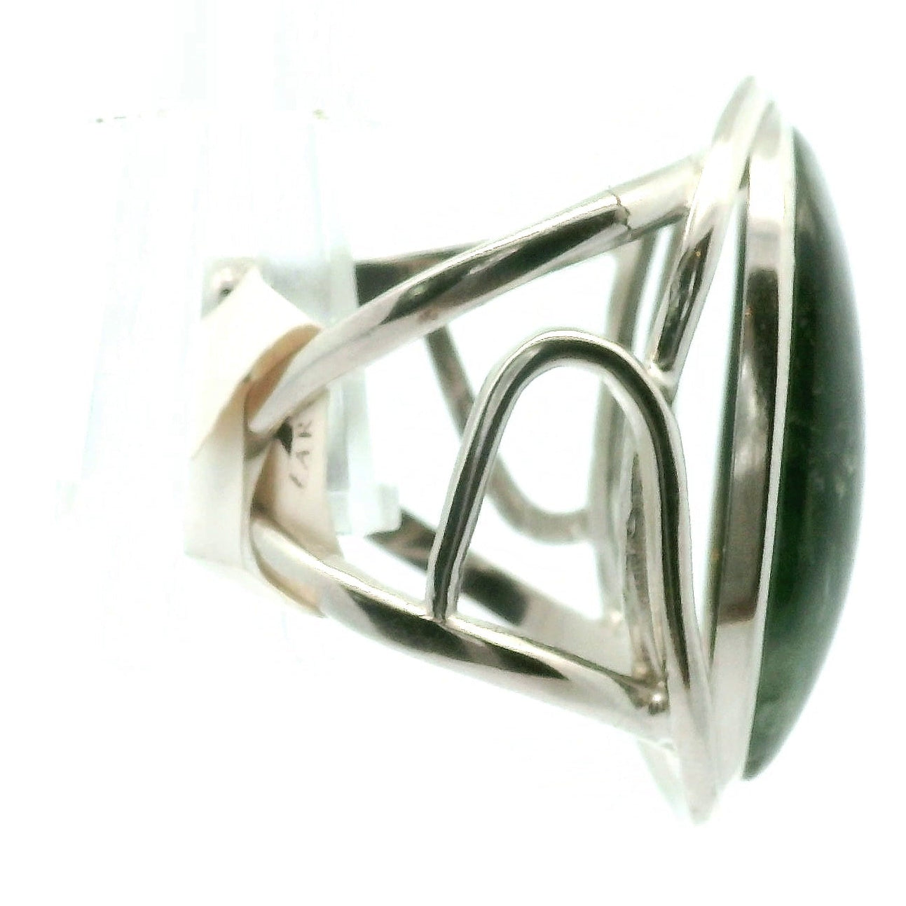 Actinolite Cuff Ring .925 Silver for Higher Levels of Awareness, Peaceful Communication and Clarity