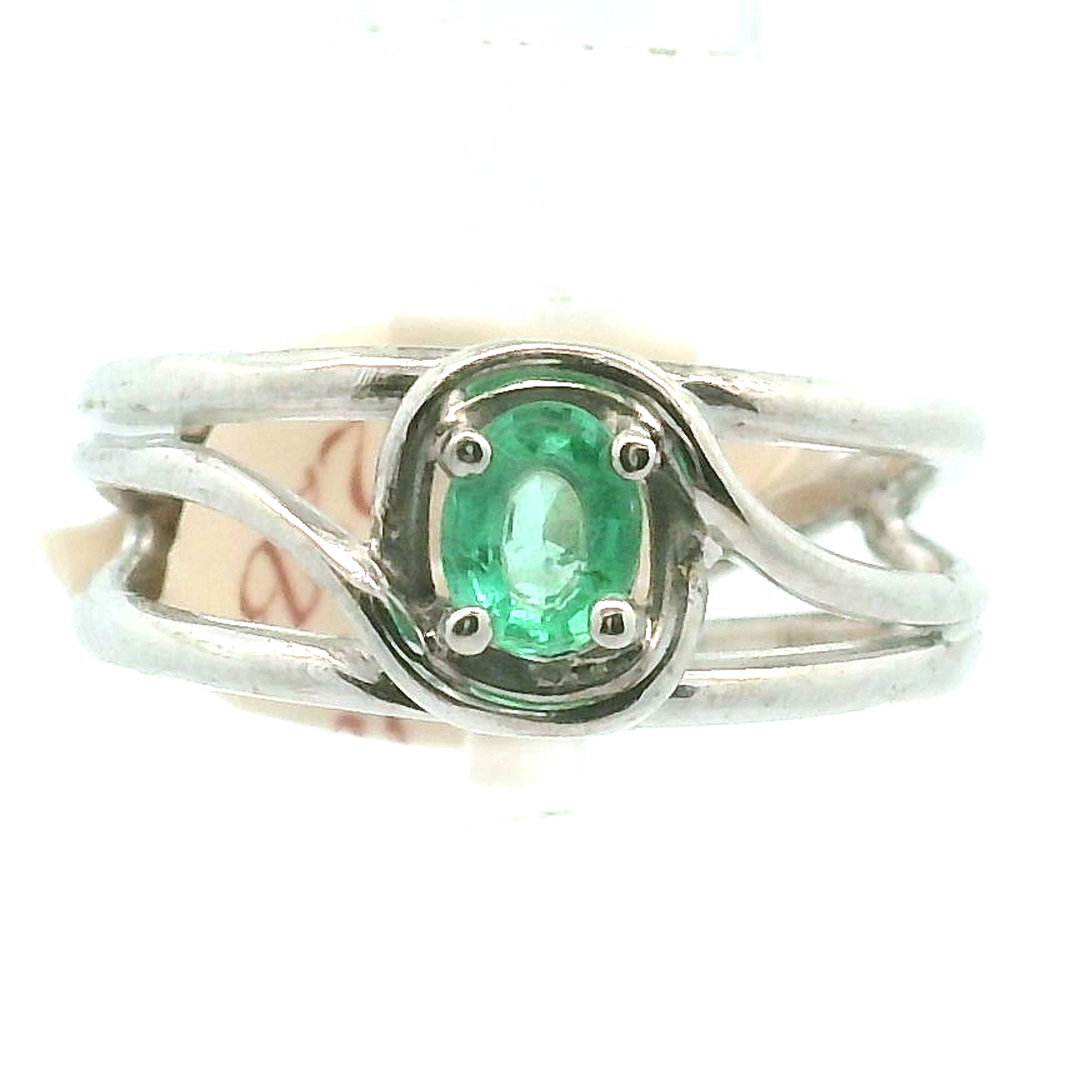 Colombian Emerald Midi Cuff Ring .925 Sterling Silver for Abundance, Love and Wealth