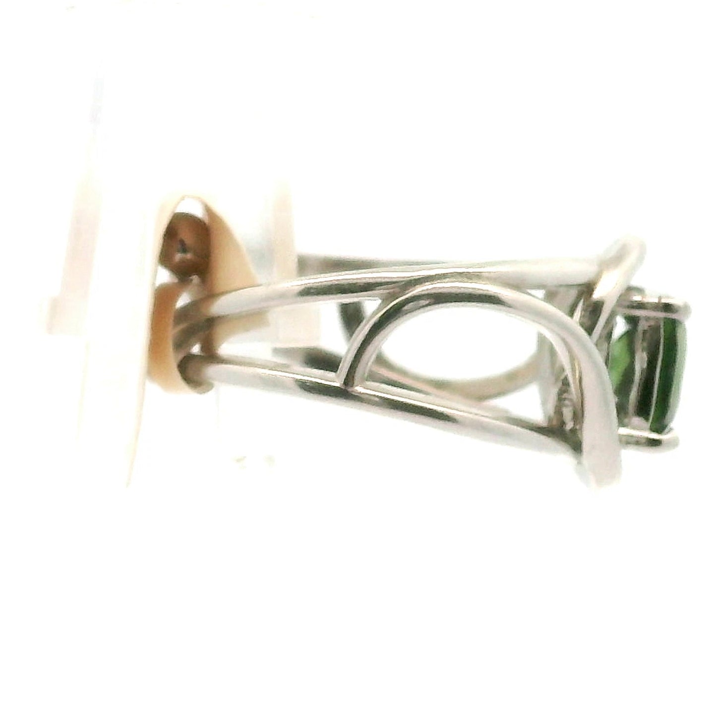 Green Zircon Cuff Ring .925 Silver for Determination, Organization & Transformation
