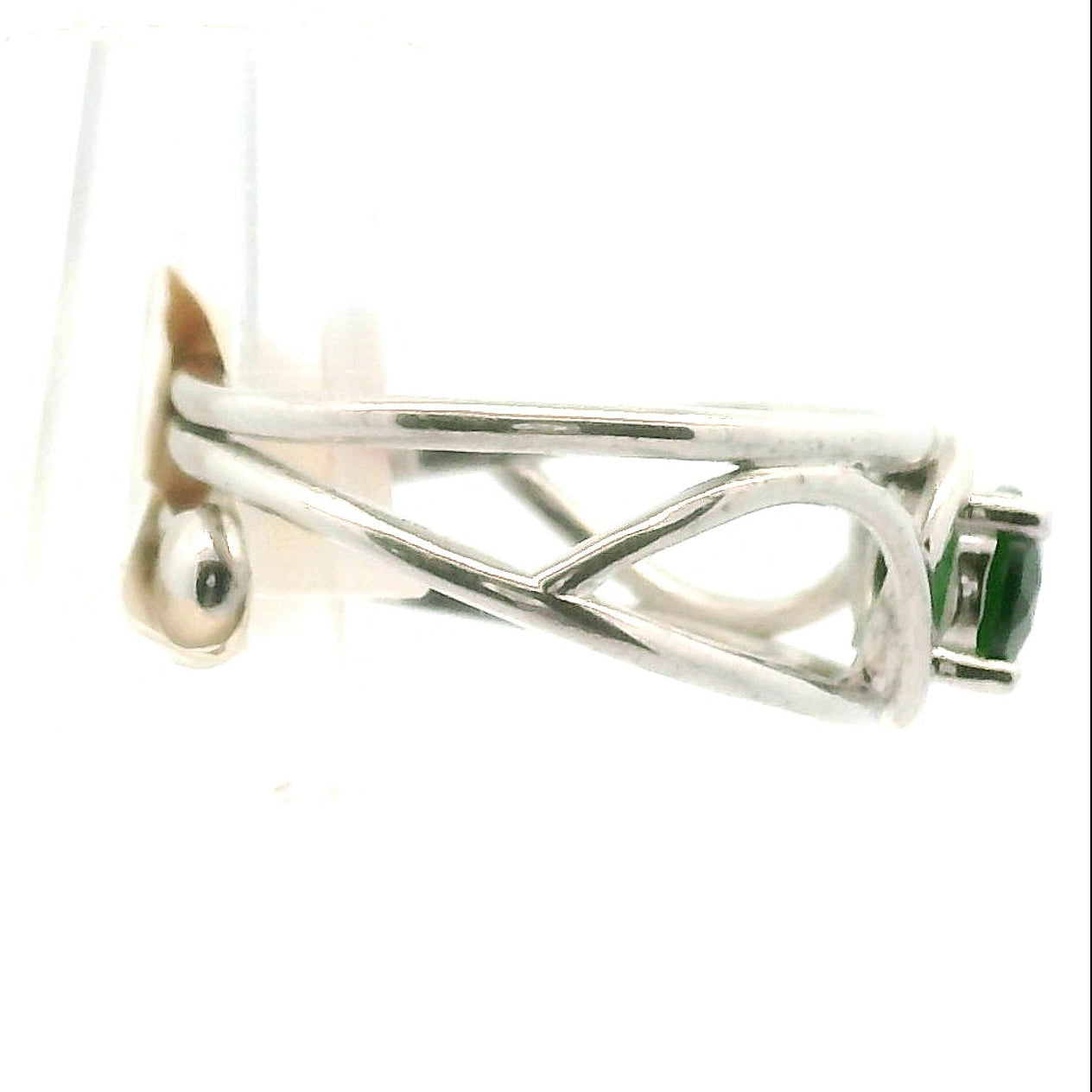 Chrome Diopside Midi Cuff Ring .925 Silver for Heart Healing, Compassion and Forgiveness