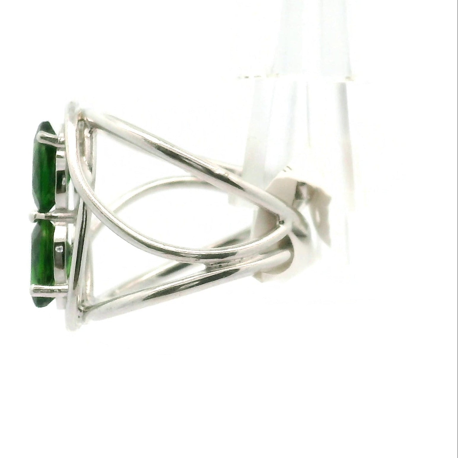 Chrome Diopside Double Cuff Ring .925 Silver for Compassion, Emotional Healing and Global Healing