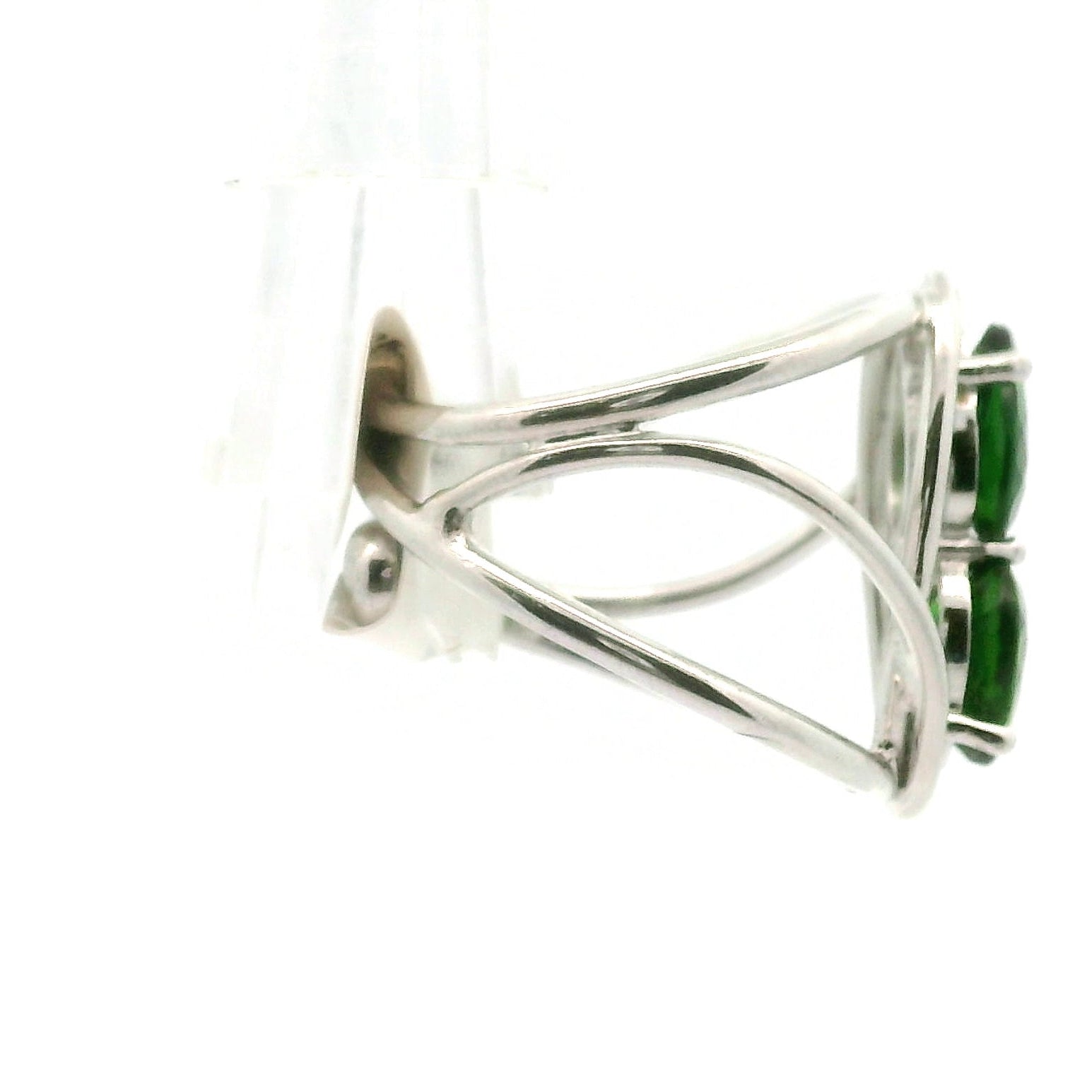 Chrome Diopside Double Cuff Ring .925 Silver for Compassion, Emotional Healing and Global Healing