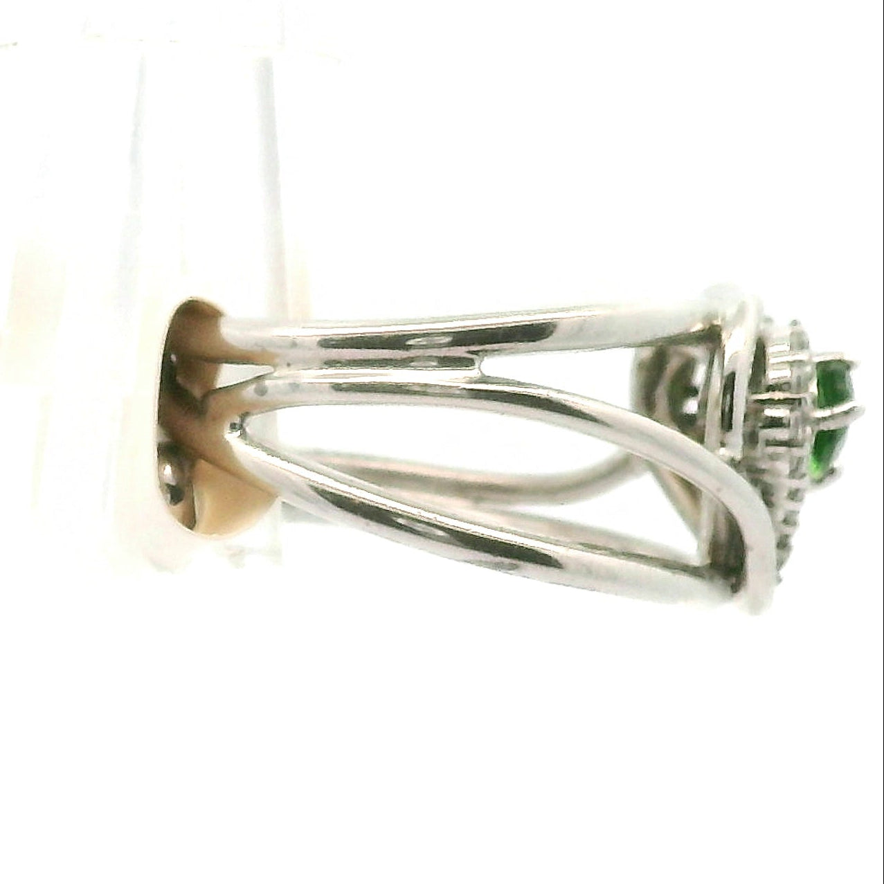 Chrome Diopside with Topaz Heart Pavé Cuff Ring .925 Silver for Compassion, Emotional Healing and Global Healing
