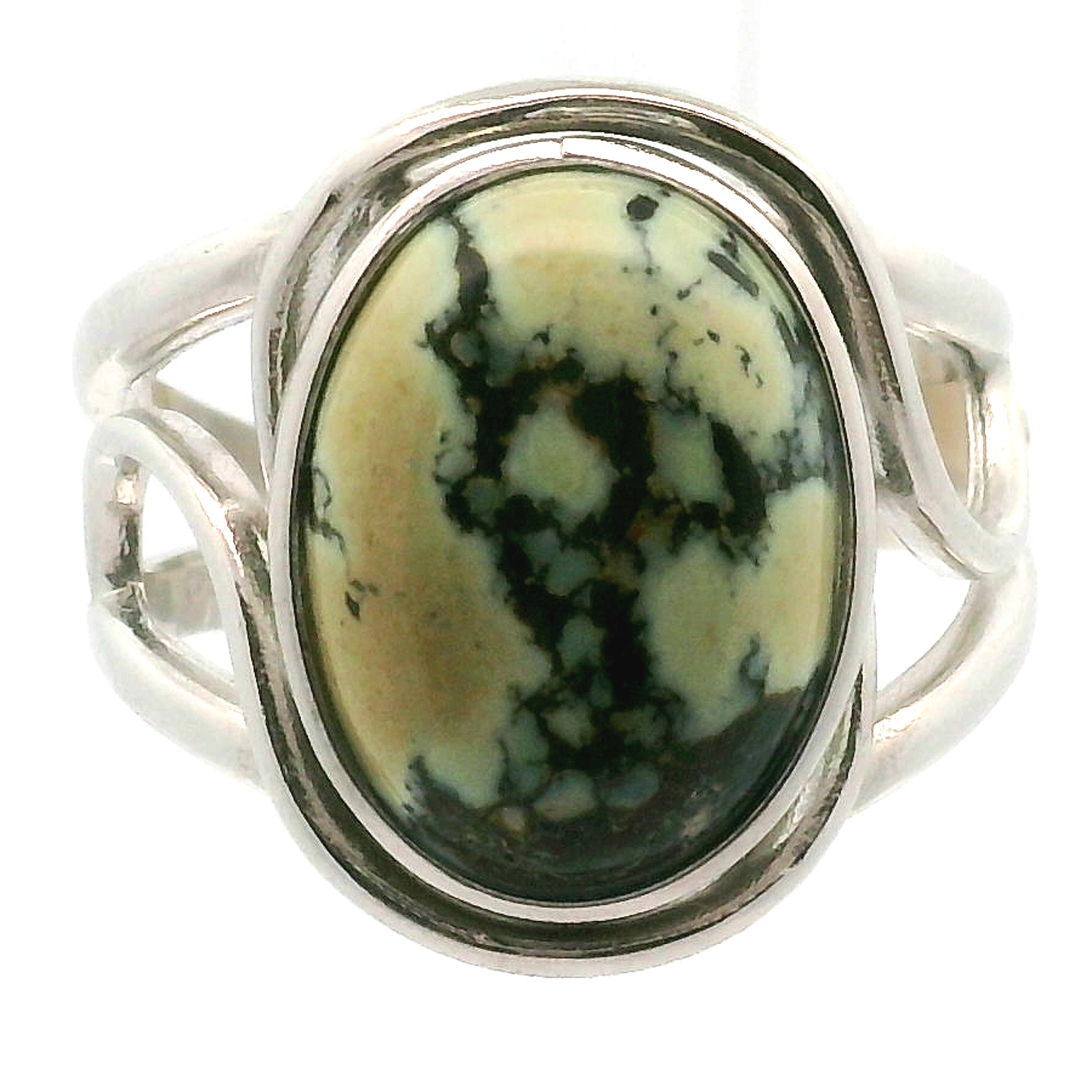 New Lander Variscite Adjustable Cuff Ring .925 Silver for Emotional Healing, Joy, Love and Prosperity