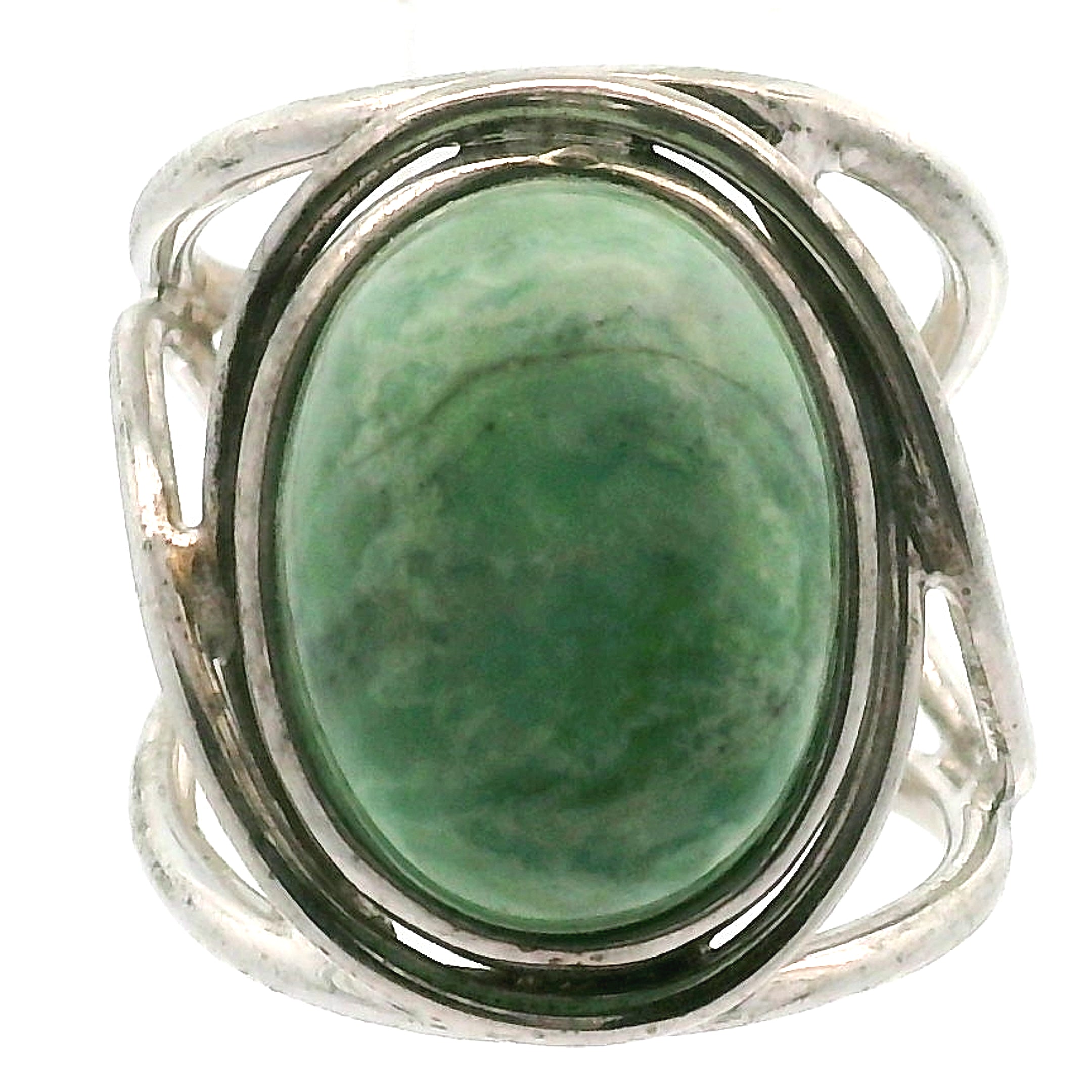 New Lander Variscite Adjustable Cuff Ring .925 Silver for Emotional Healing, Joy, Love and Prosperity