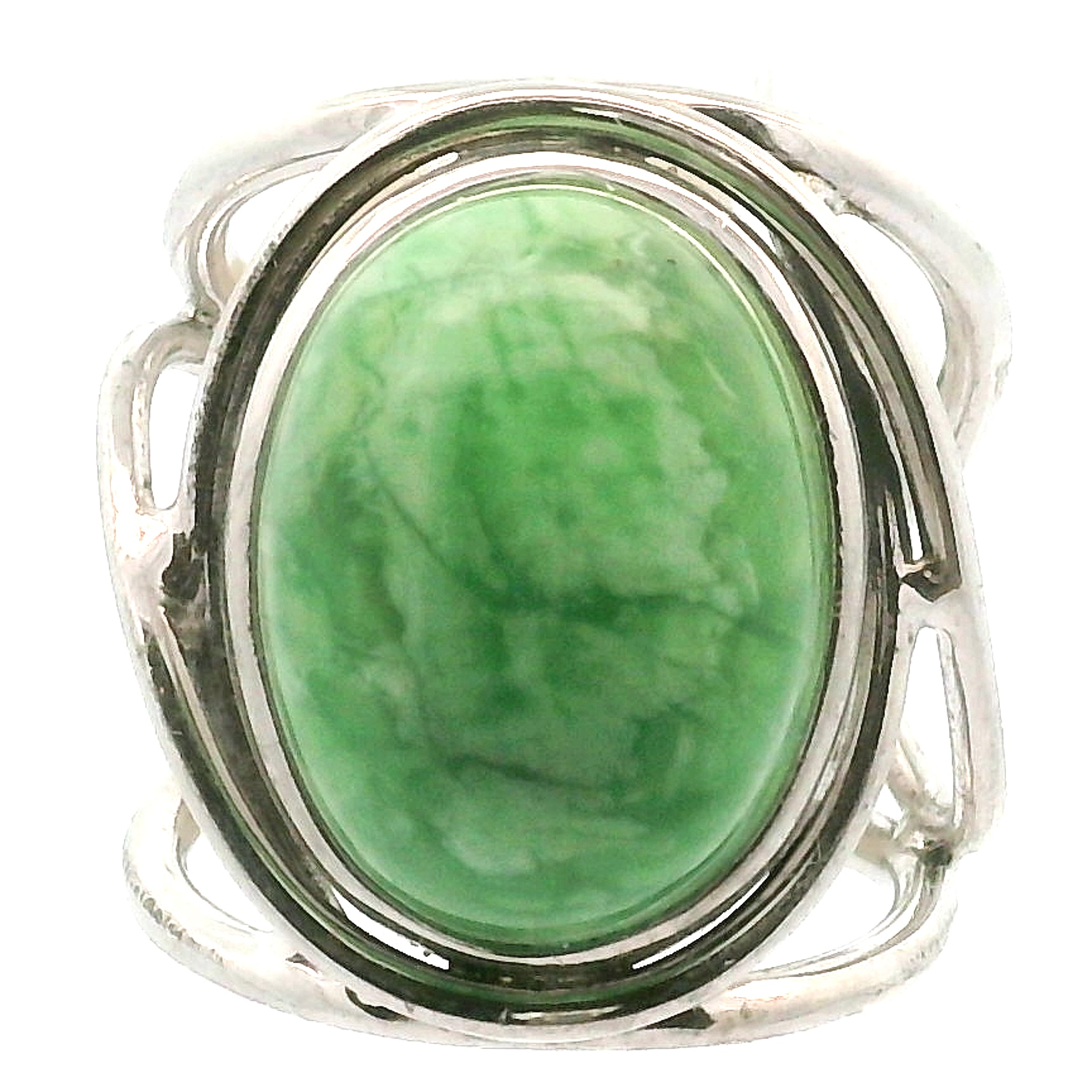 New Lander Variscite Adjustable Cuff Ring .925 Silver for Emotional Healing, Joy, Love and Prosperity