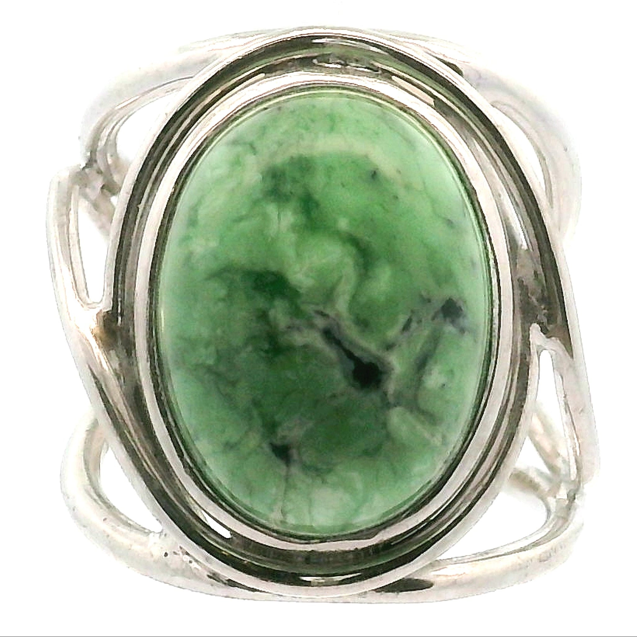 New Lander Variscite Adjustable Cuff Ring .925 Silver for Emotional Healing, Joy, Love and Prosperity