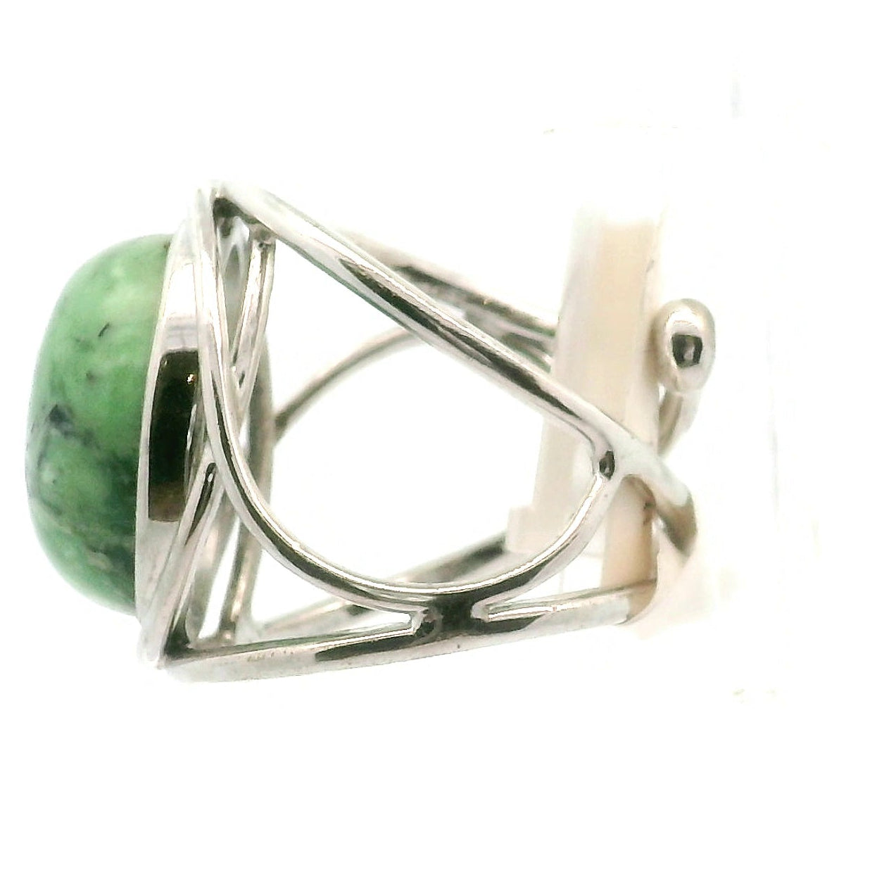 New Lander Variscite Adjustable Cuff Ring .925 Silver for Emotional Healing, Joy, Love and Prosperity