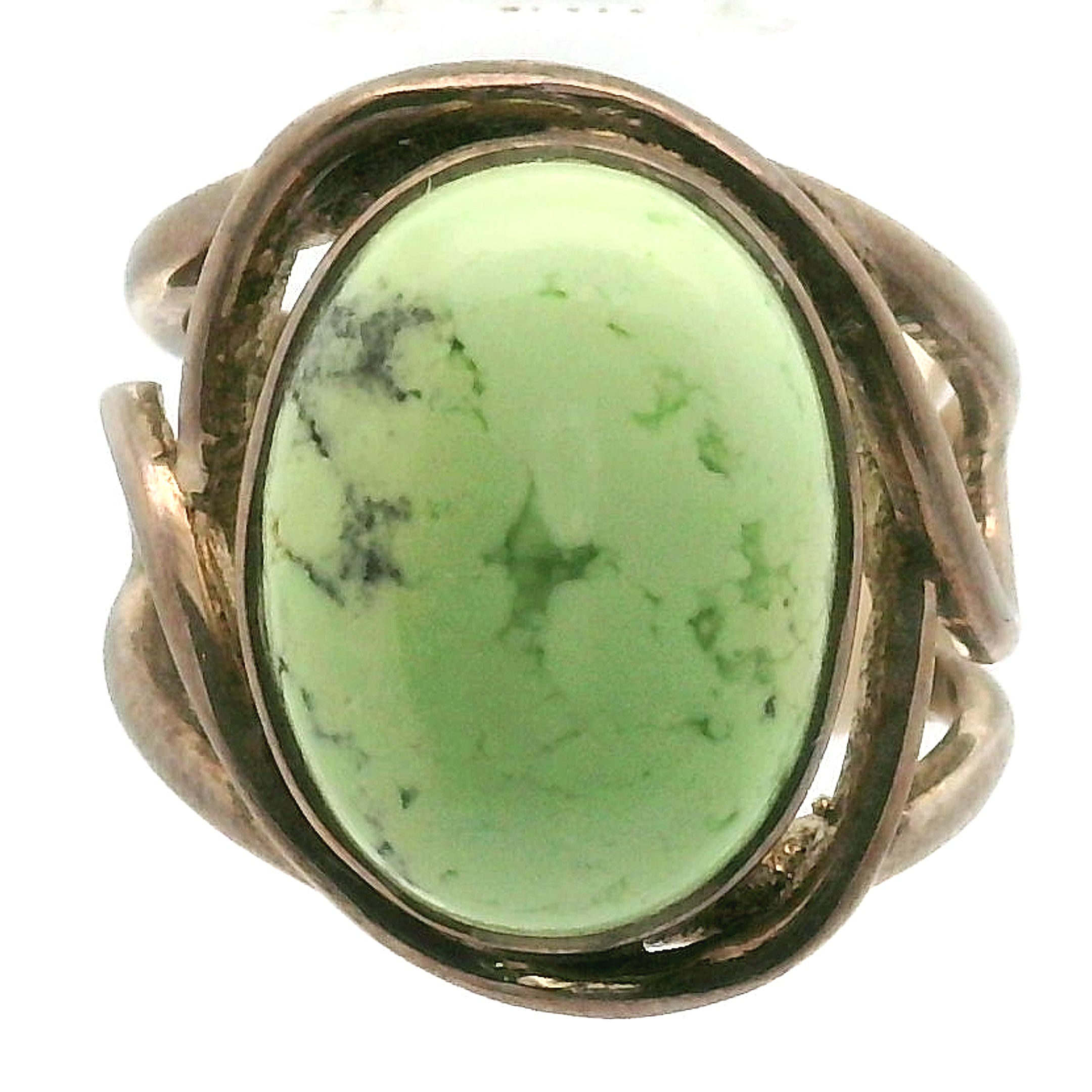 Citron Chrysoprase Finger Cuff Adjustable Ring .925 Sterling Silver for Compassion, Joy and Kindness