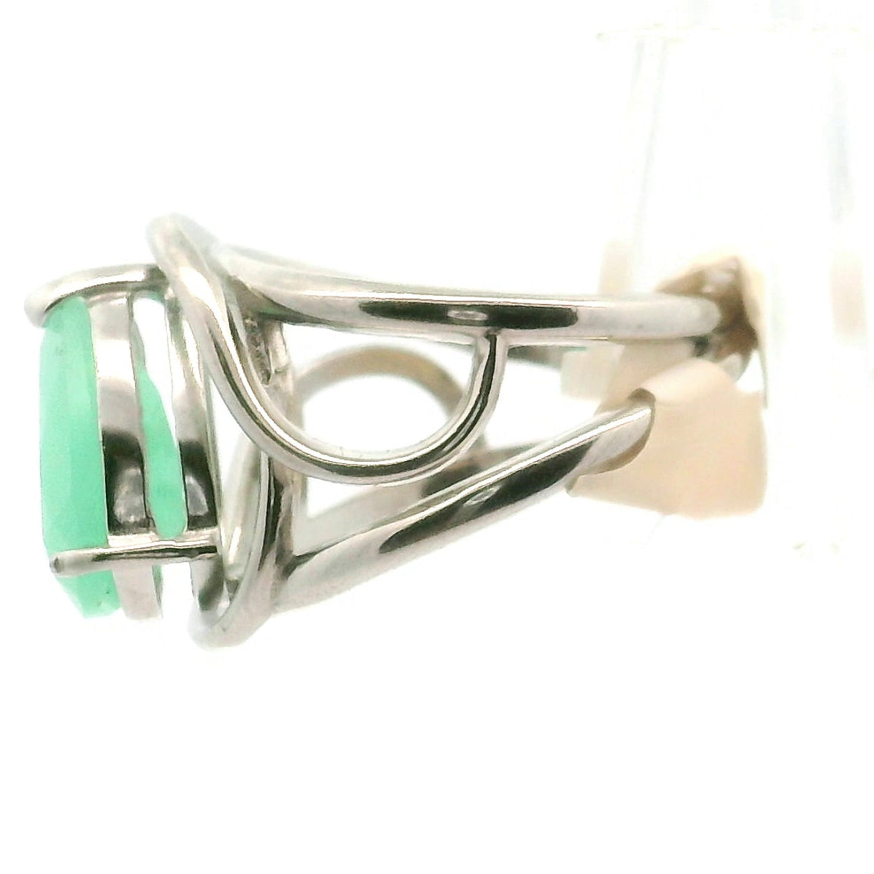 Chrysoprase Faceted Cuff Ring .925 Silver for Healing, Growth and Rebirth