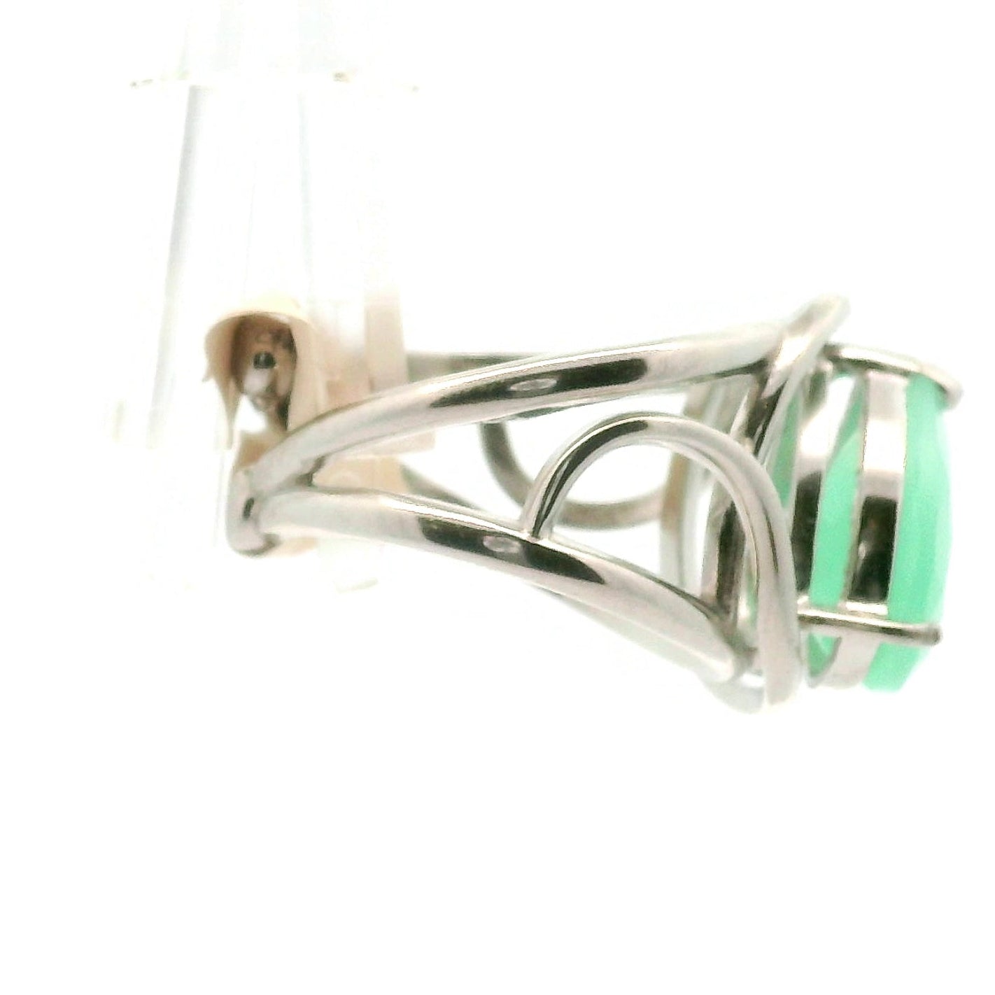 Chrysoprase Faceted Cuff Ring .925 Silver for Healing, Growth and Rebirth
