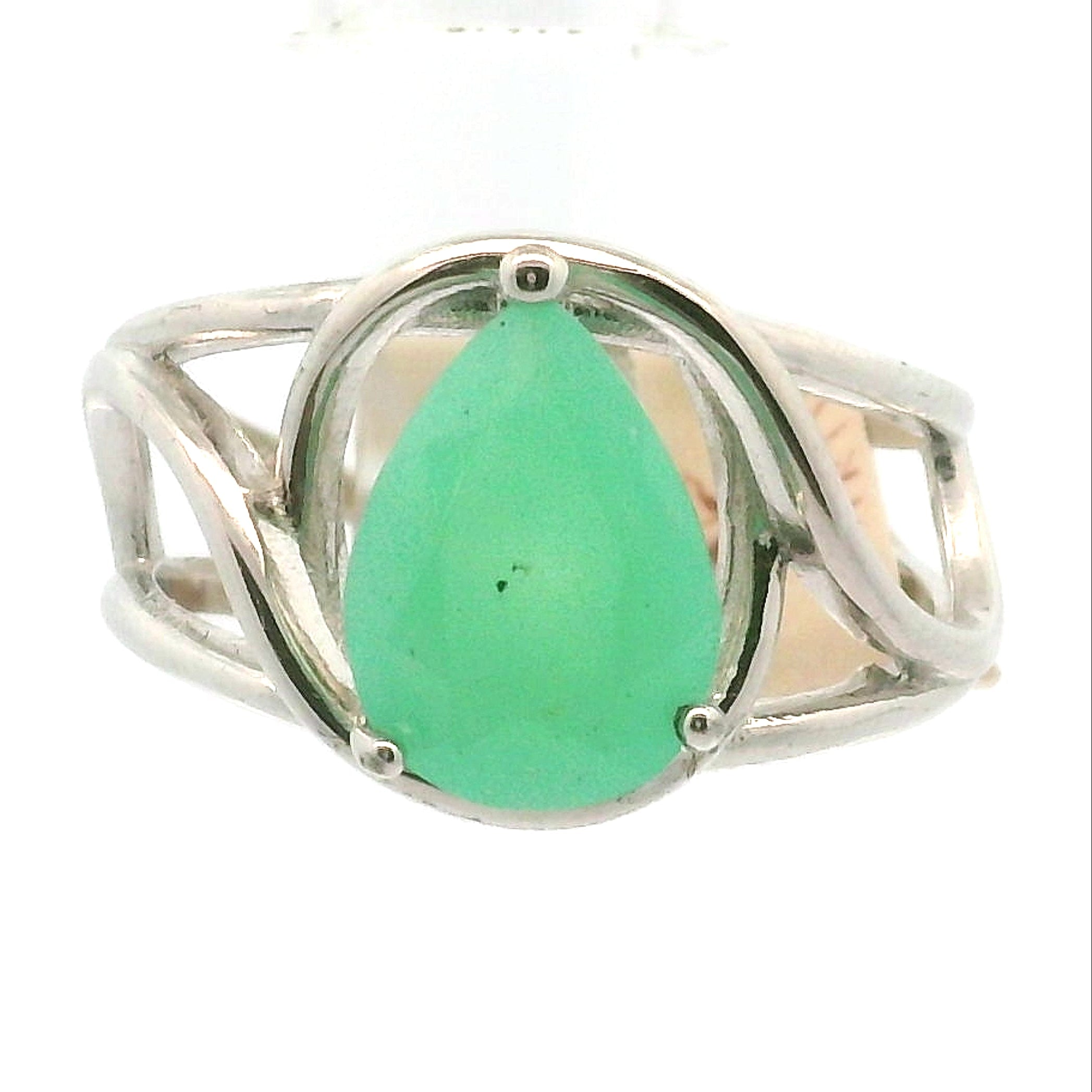 Chrysoprase Faceted Cuff Ring .925 Silver for Healing, Growth and Rebirth