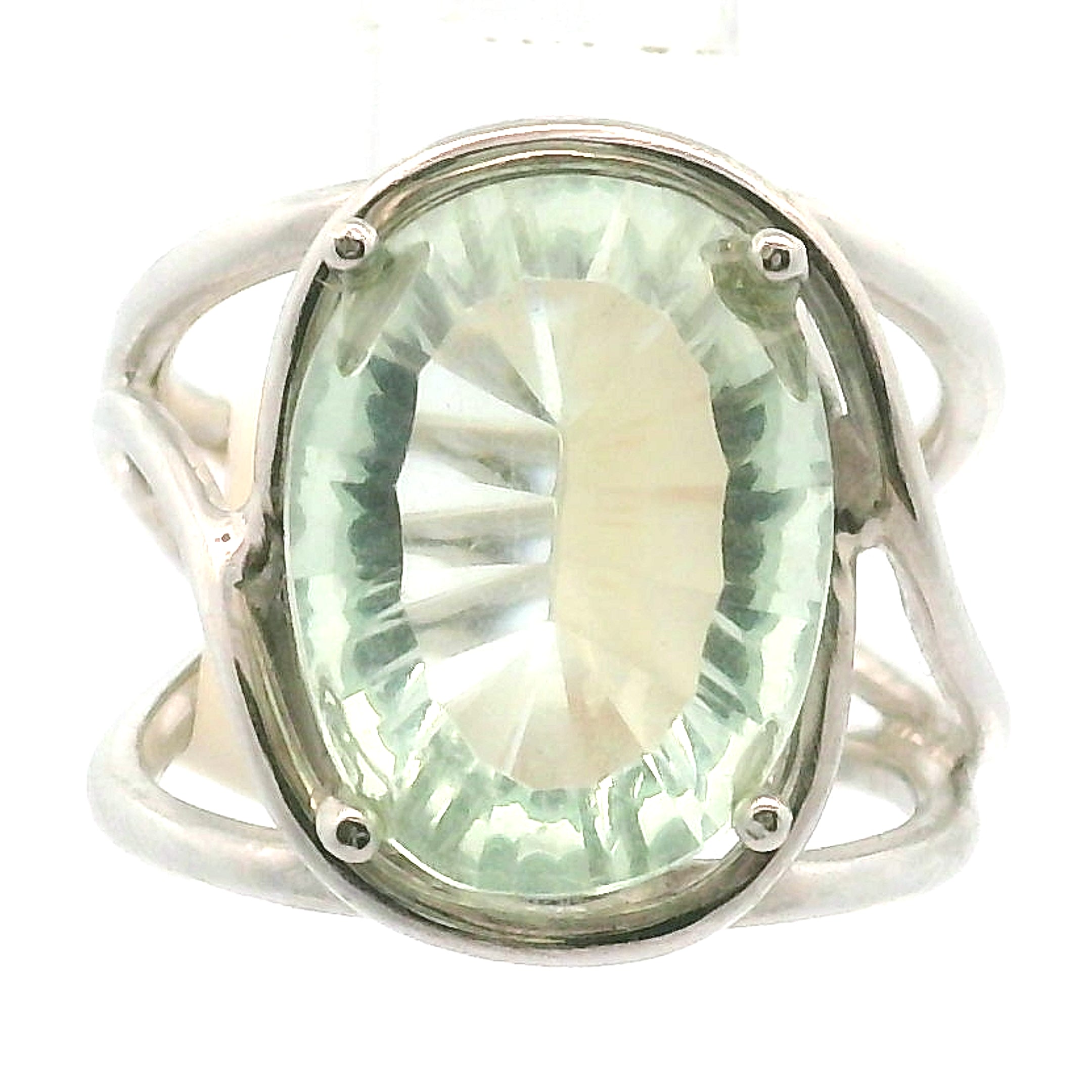 Praisolite Adjustable Cuff Ring .925 Silver for Love, Prosperity and Success