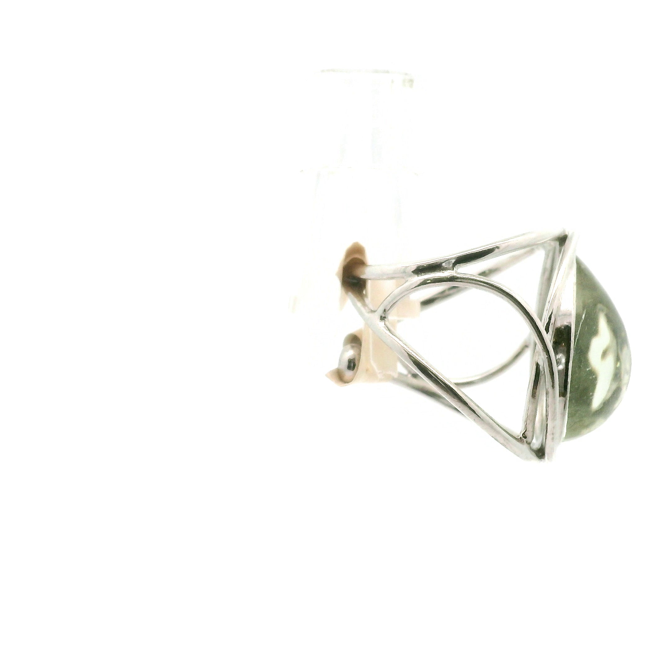 Praisolite Finger Cuff Adjustable Ring .925 Silver for Love, Prosperity and Success