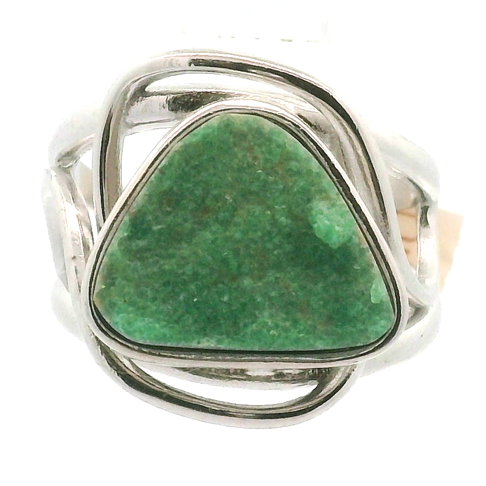 Druzy Variscite Adjustable Cuff Ring .925 Silver for Emotional Healing, Joy, Love and Prosperity