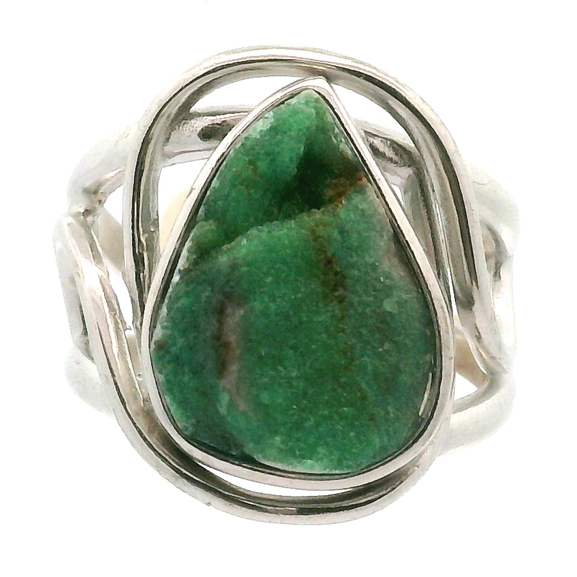 Druzy Variscite Adjustable Cuff Ring .925 Silver for Emotional Healing, Joy, Love and Prosperity