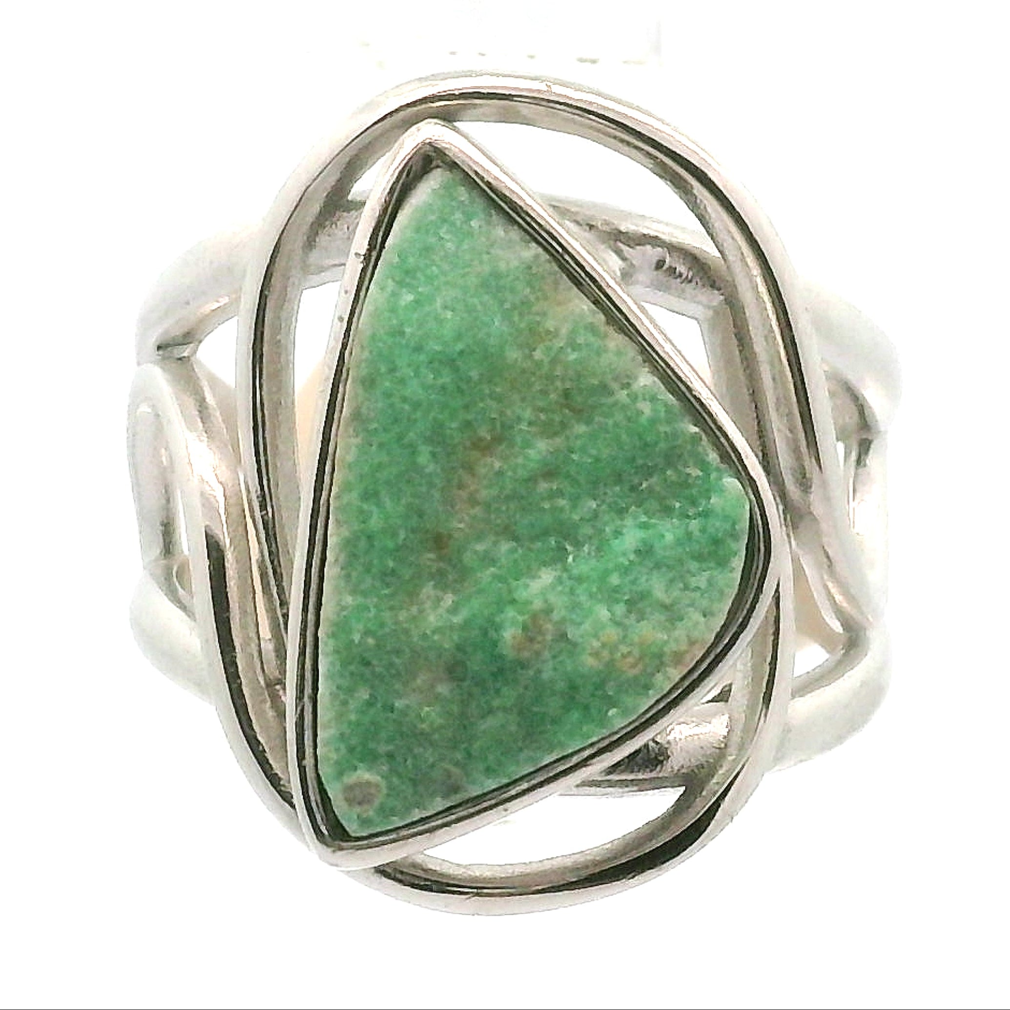 Druzy Variscite Adjustable Cuff Ring .925 Silver for Emotional Healing, Joy, Love and Prosperity