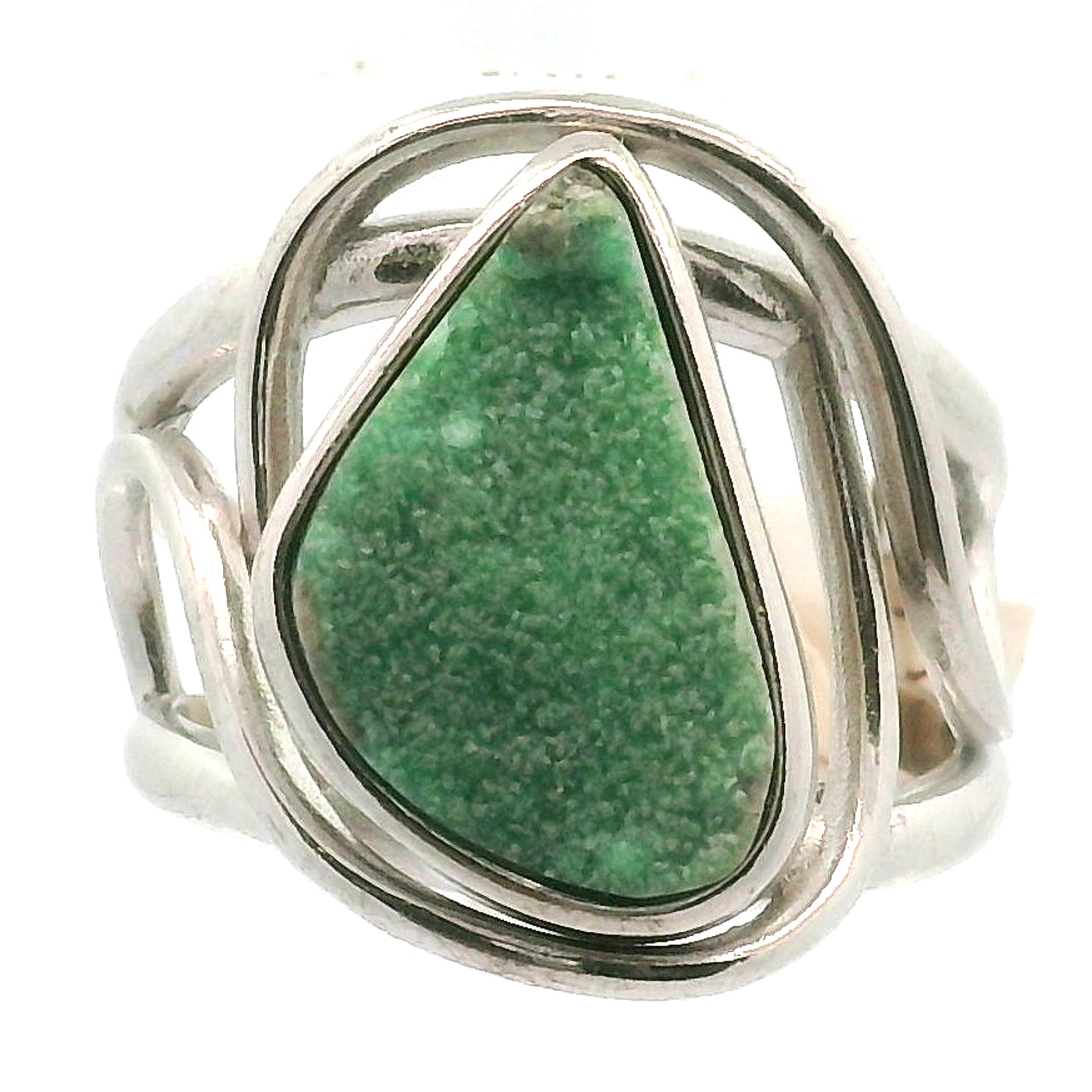 Druzy Variscite Adjustable Cuff Ring .925 Silver for Emotional Healing, Joy, Love and Prosperity