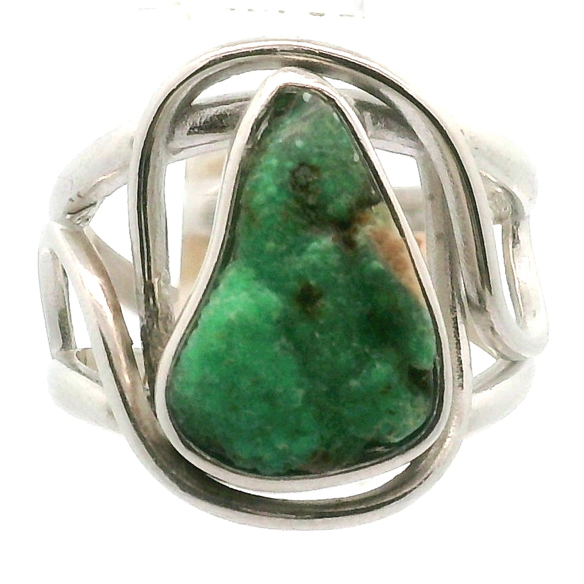 Druzy Variscite Adjustable Cuff Ring .925 Silver for Emotional Healing, Joy, Love and Prosperity