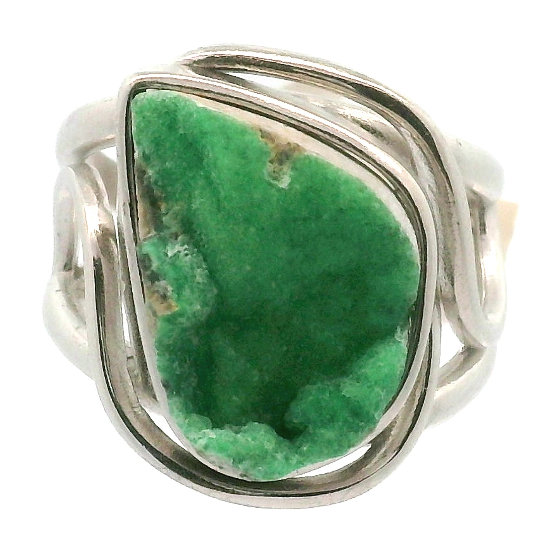 Druzy Variscite Adjustable Cuff Ring .925 Silver for Emotional Healing, Joy, Love and Prosperity