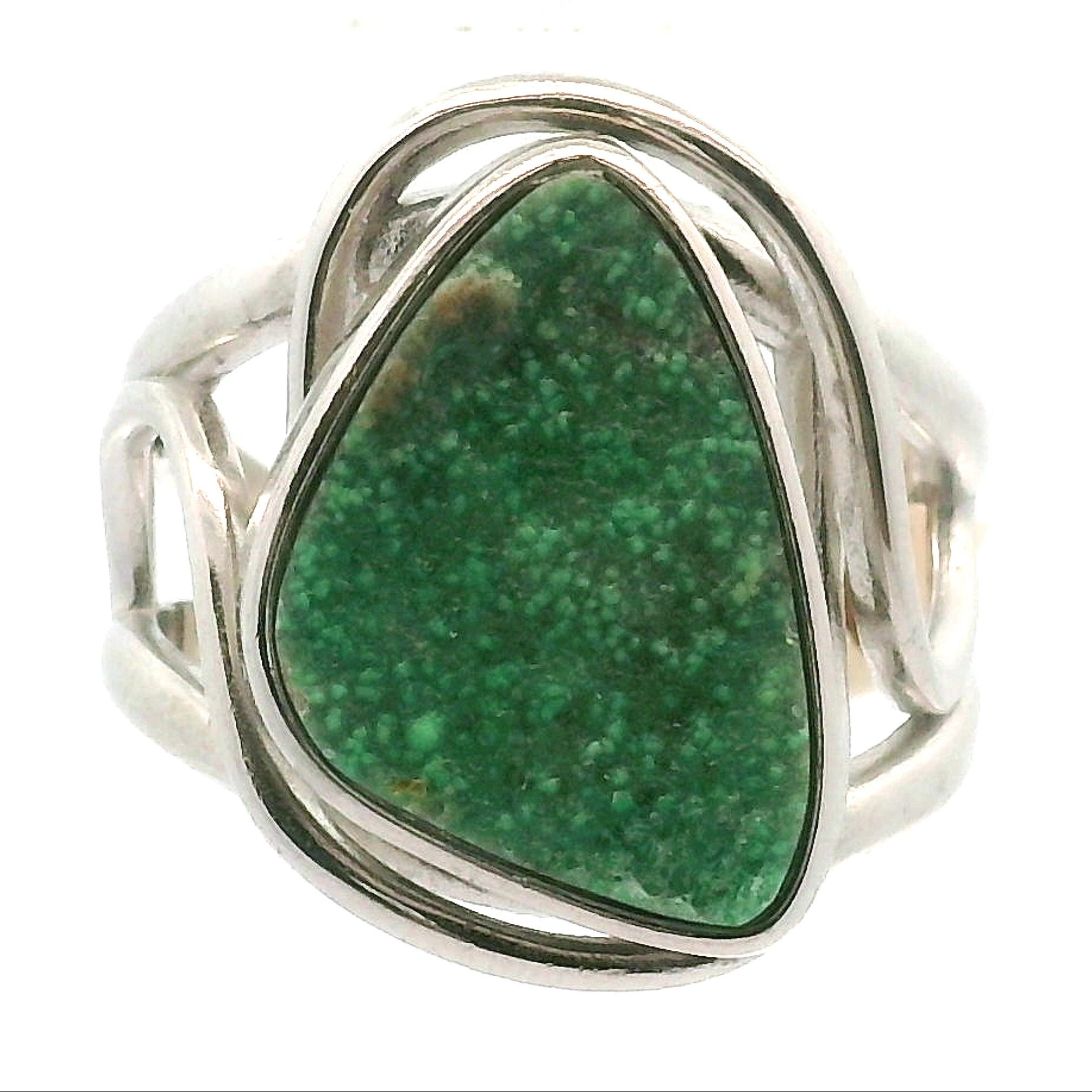 Druzy Variscite Adjustable Cuff Ring .925 Silver for Emotional Healing, Joy, Love and Prosperity