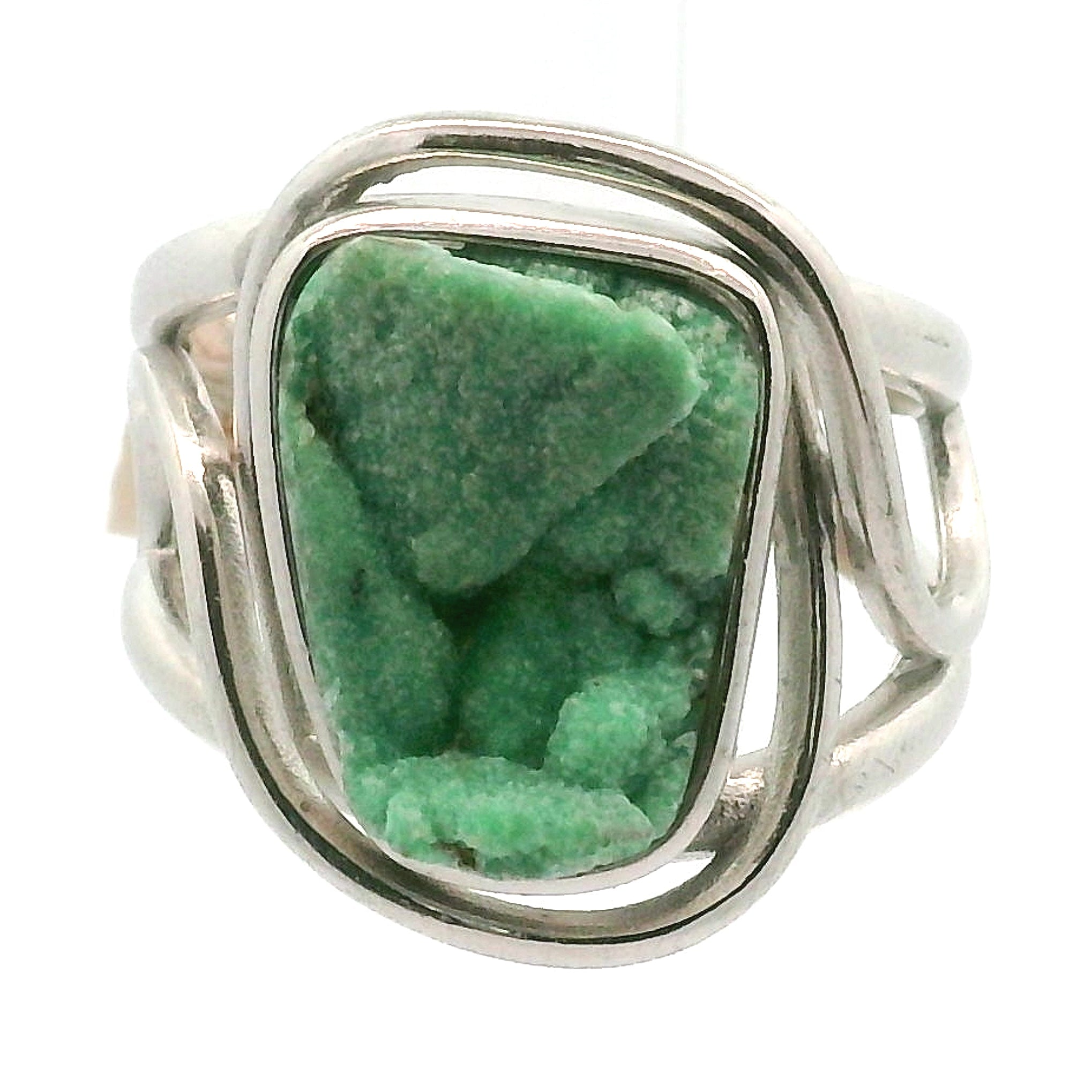 Druzy Variscite Adjustable Cuff Ring .925 Silver for Emotional Healing, Joy, Love and Prosperity