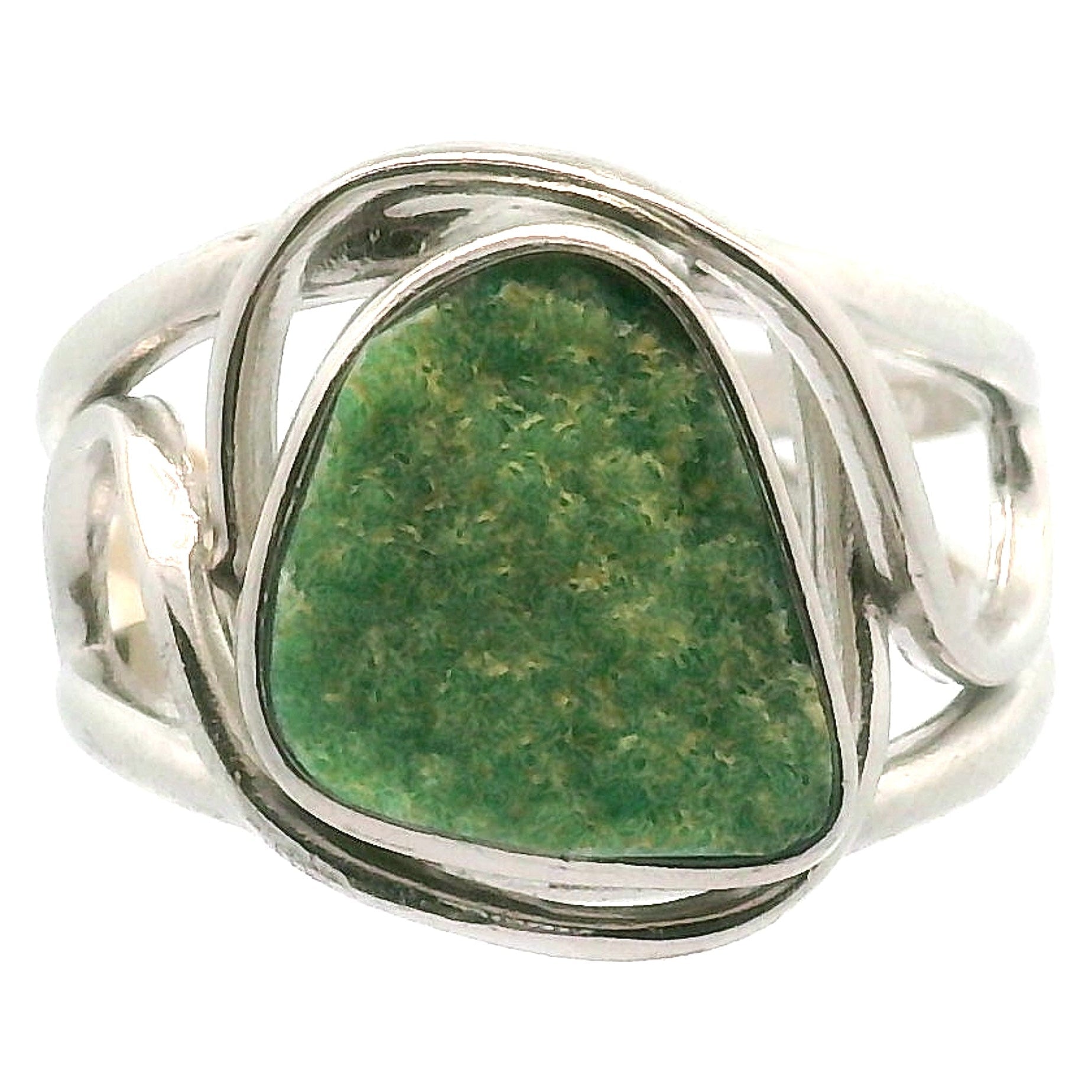 Druzy Variscite Adjustable Cuff Ring .925 Silver for Emotional Healing, Joy, Love and Prosperity