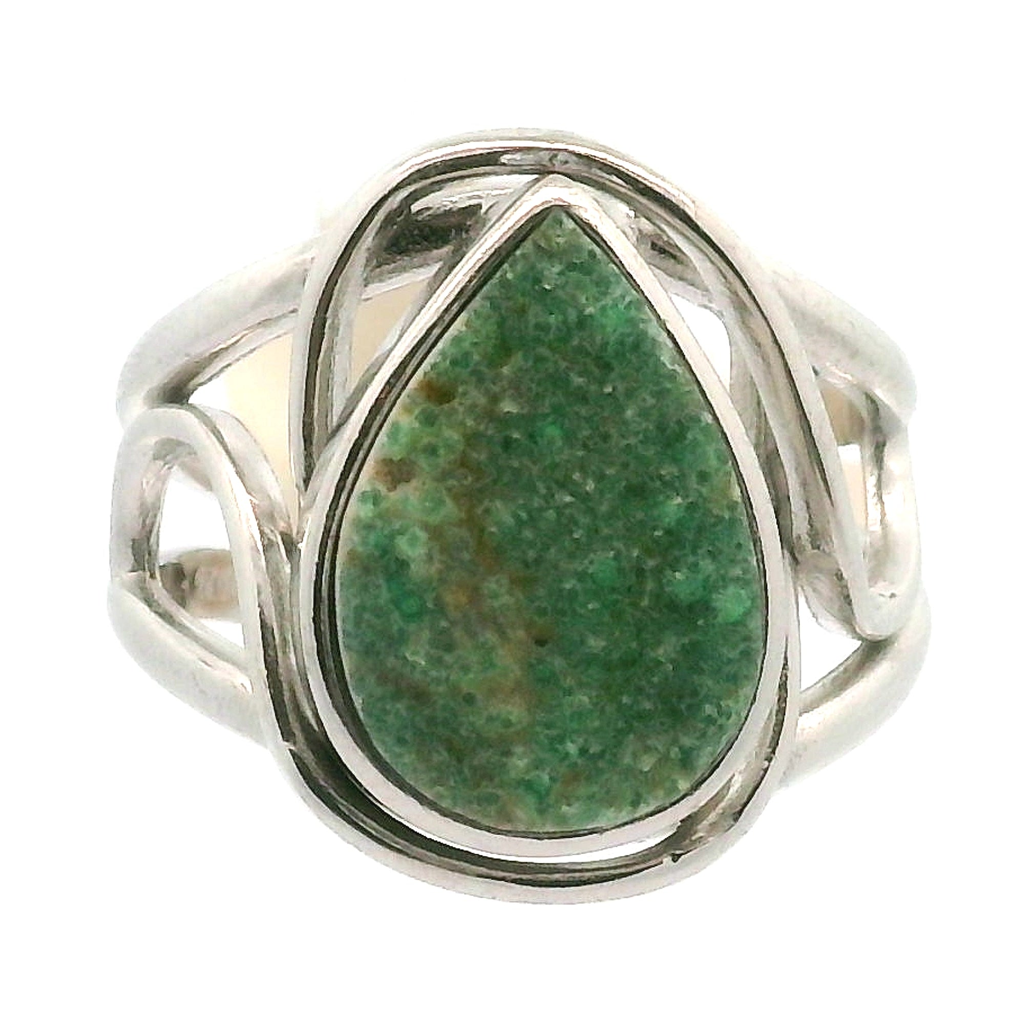 Druzy Variscite Adjustable Cuff Ring .925 Silver for Emotional Healing, Joy, Love and Prosperity