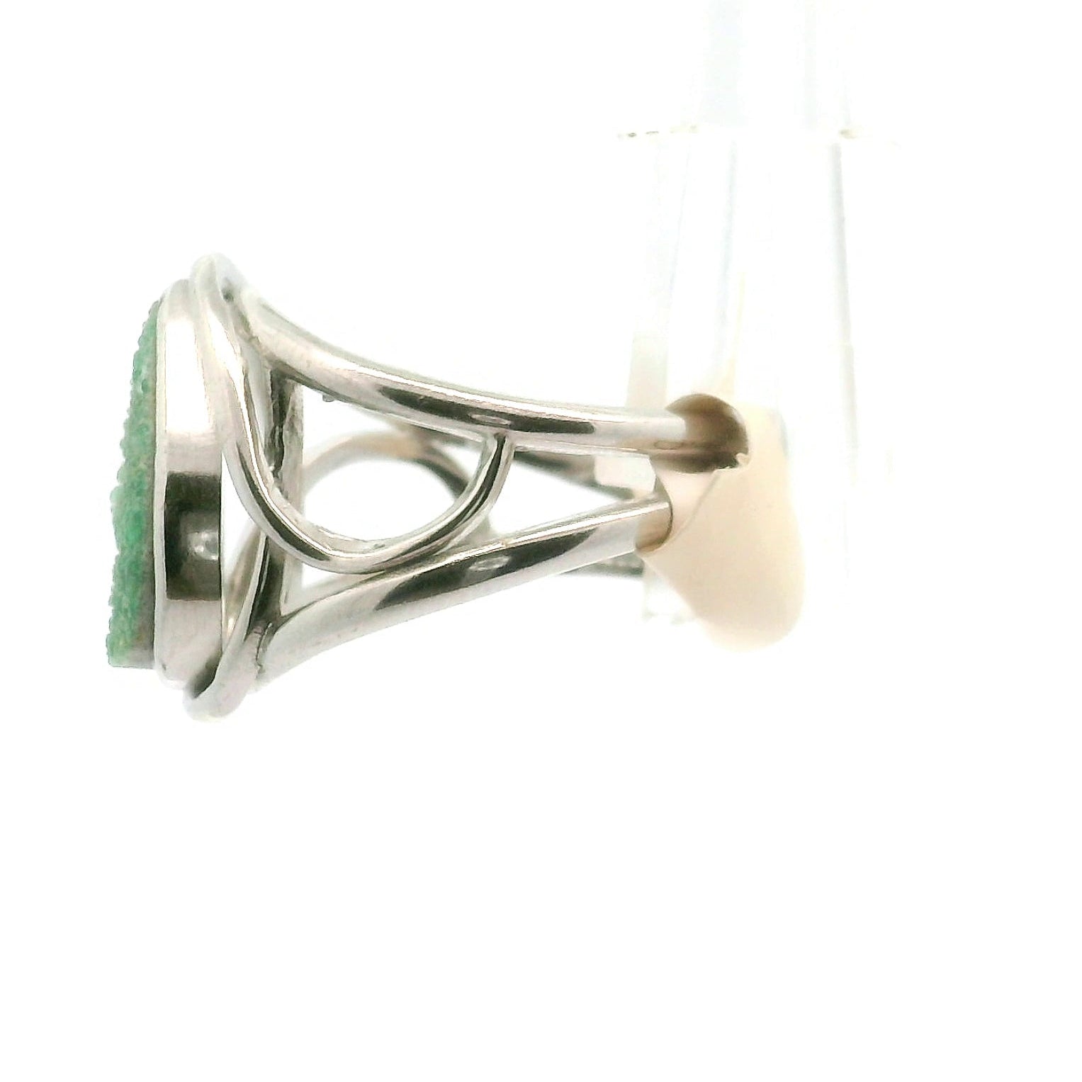 Druzy Variscite Adjustable Cuff Ring .925 Silver for Emotional Healing, Joy, Love and Prosperity