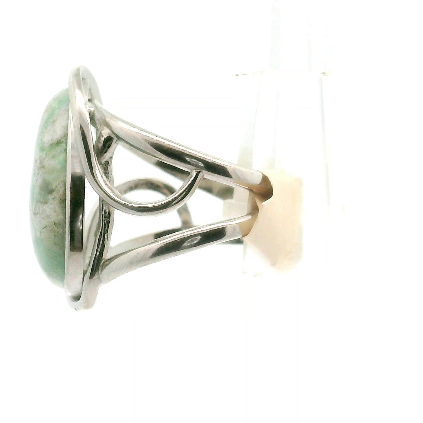 Variscite Cuff Ring .925 Silver for Emotional Healing, Joy, Love and Prosperity