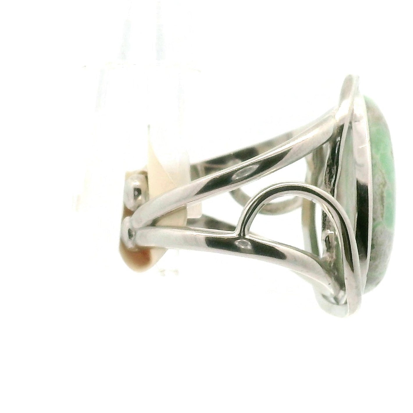 Variscite Cuff Ring .925 Silver for Emotional Healing, Joy, Love and Prosperity