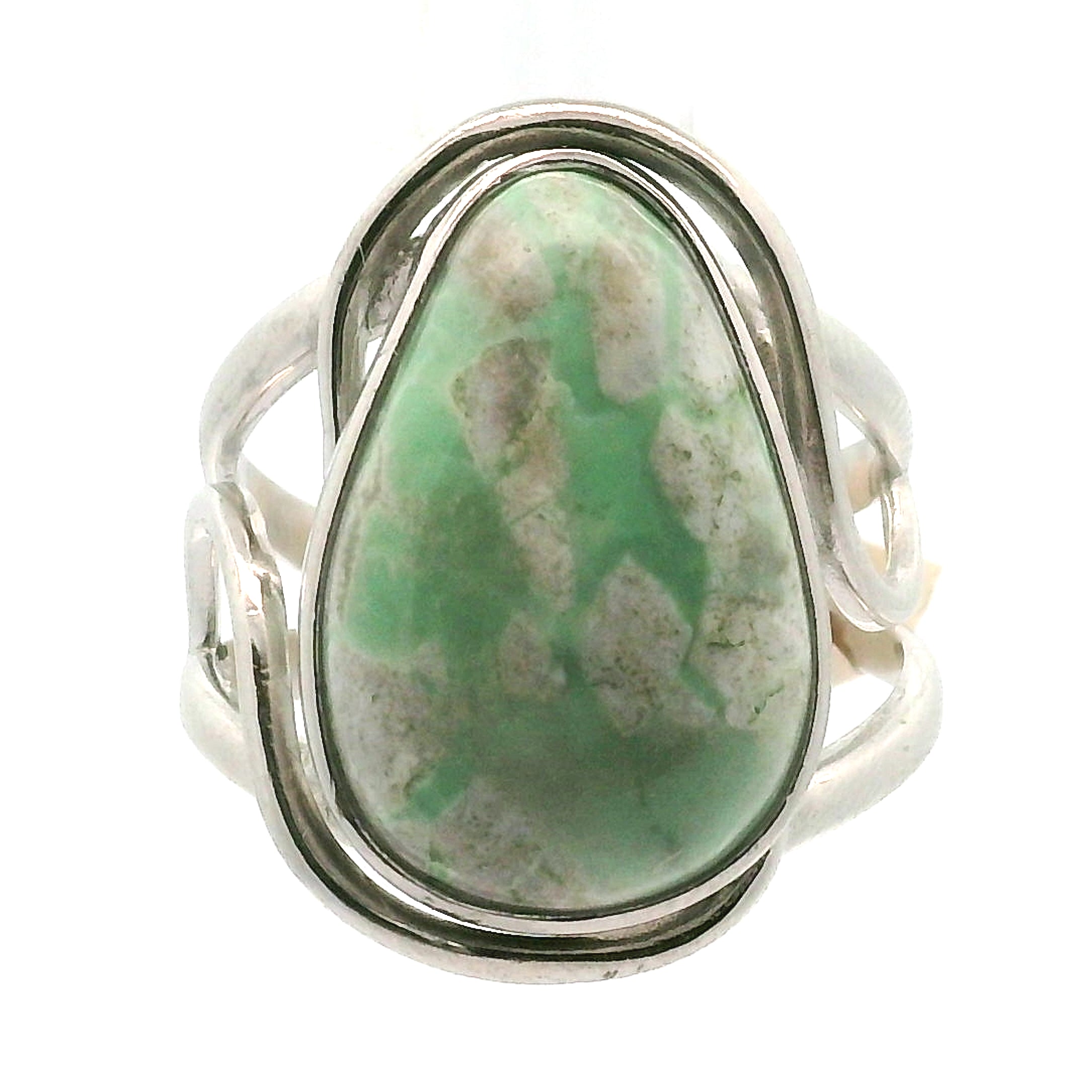 Variscite Cuff Ring .925 Silver for Emotional Healing, Joy, Love and Prosperity