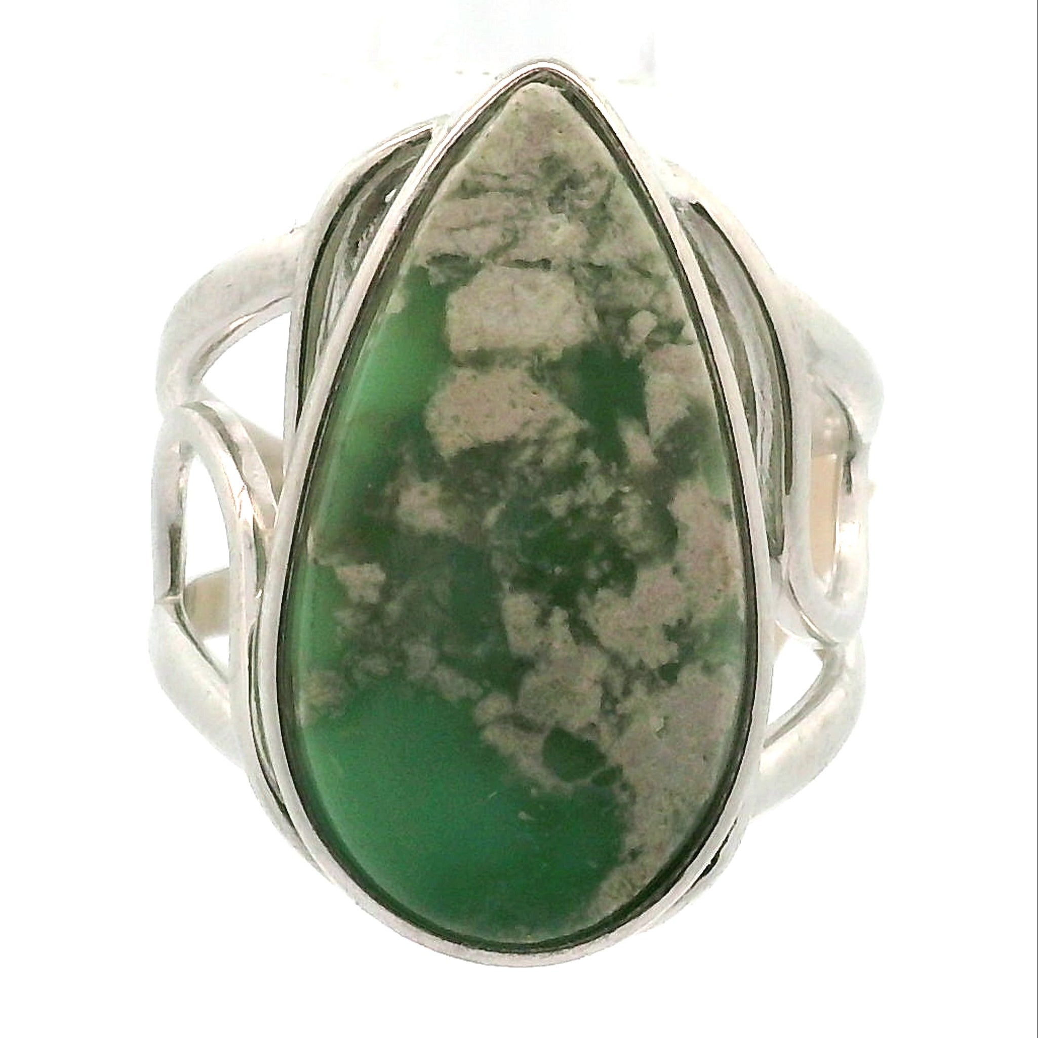 Variscite Cuff Ring .925 Silver for Emotional Healing, Joy, Love and Prosperity