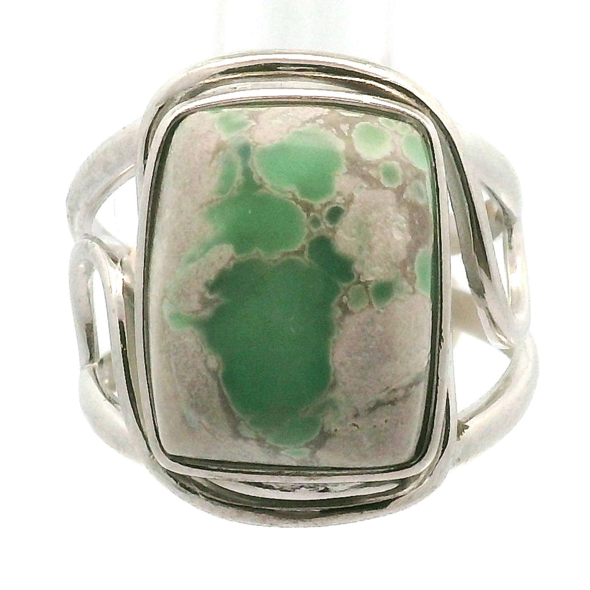 Variscite Cuff Ring .925 Silver for Emotional Healing, Joy, Love and Prosperity