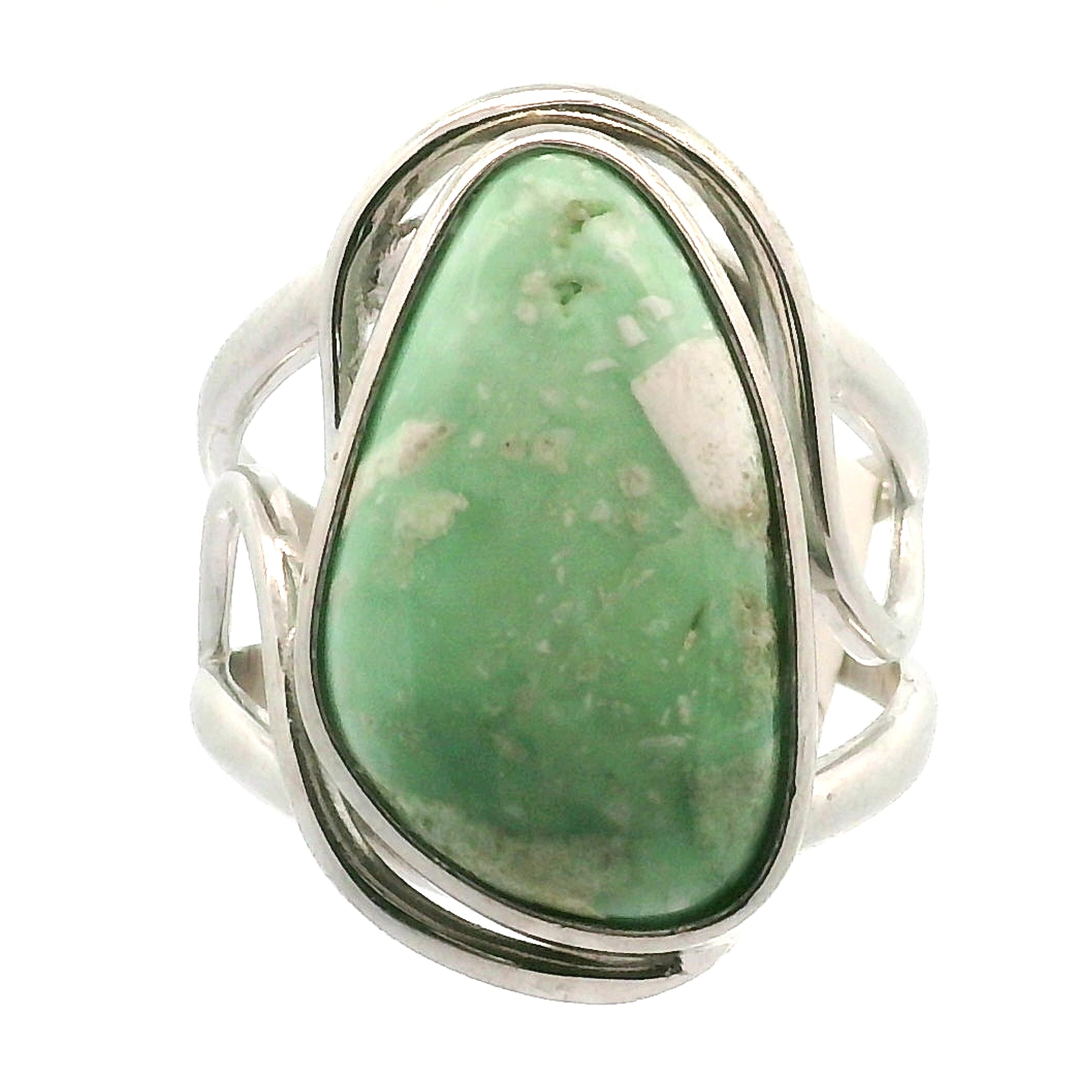 Variscite Cuff Ring .925 Silver for Emotional Healing, Joy, Love and Prosperity