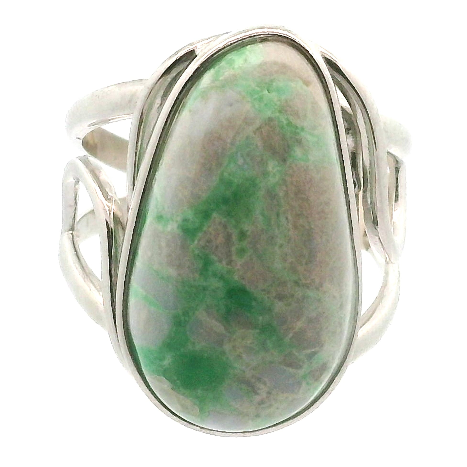 Variscite Cuff Ring .925 Silver for Emotional Healing, Joy, Love and Prosperity