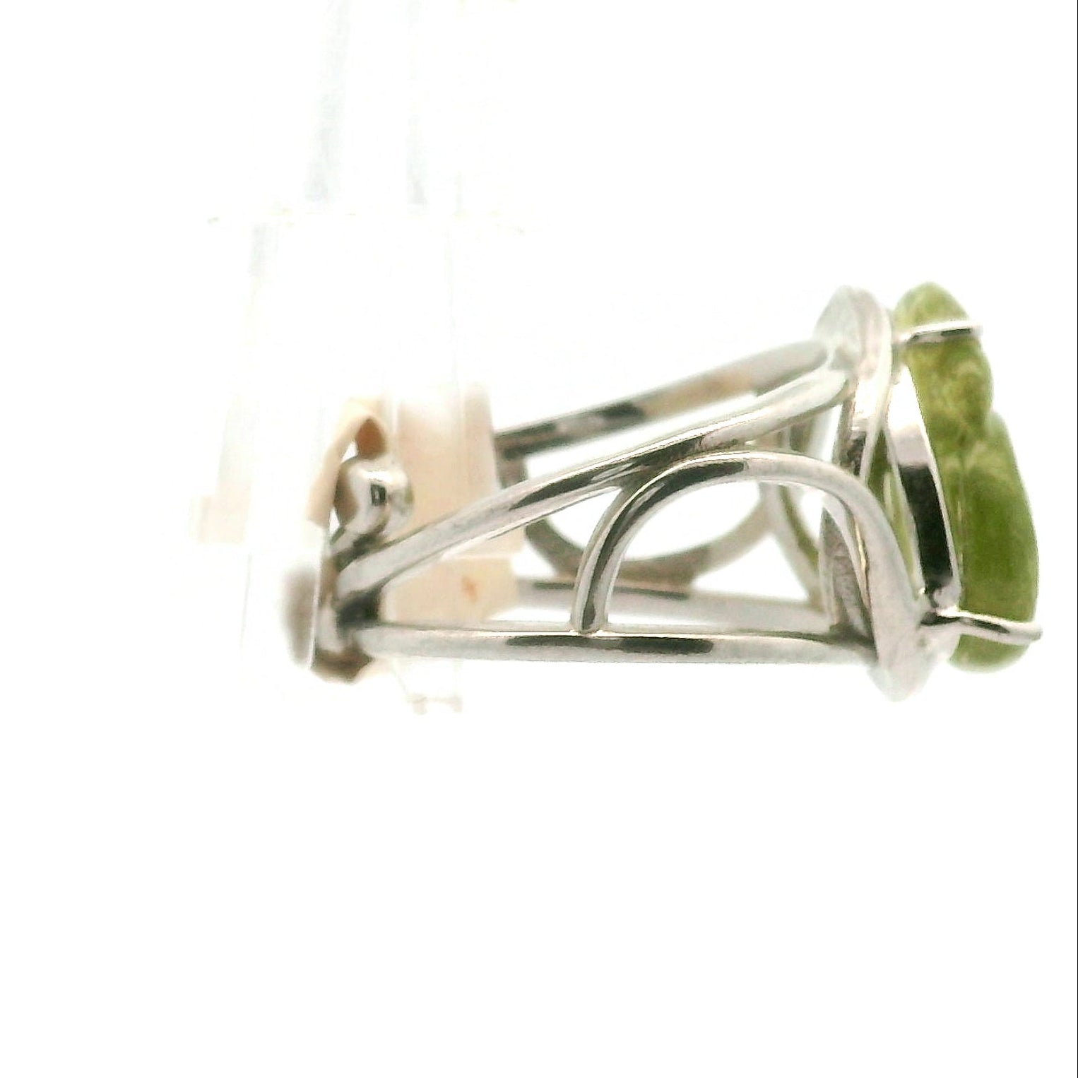 Green Tourmaline Carved Ruyi Finger Bracelet Adjustable Ring for Healing, Joy and Love