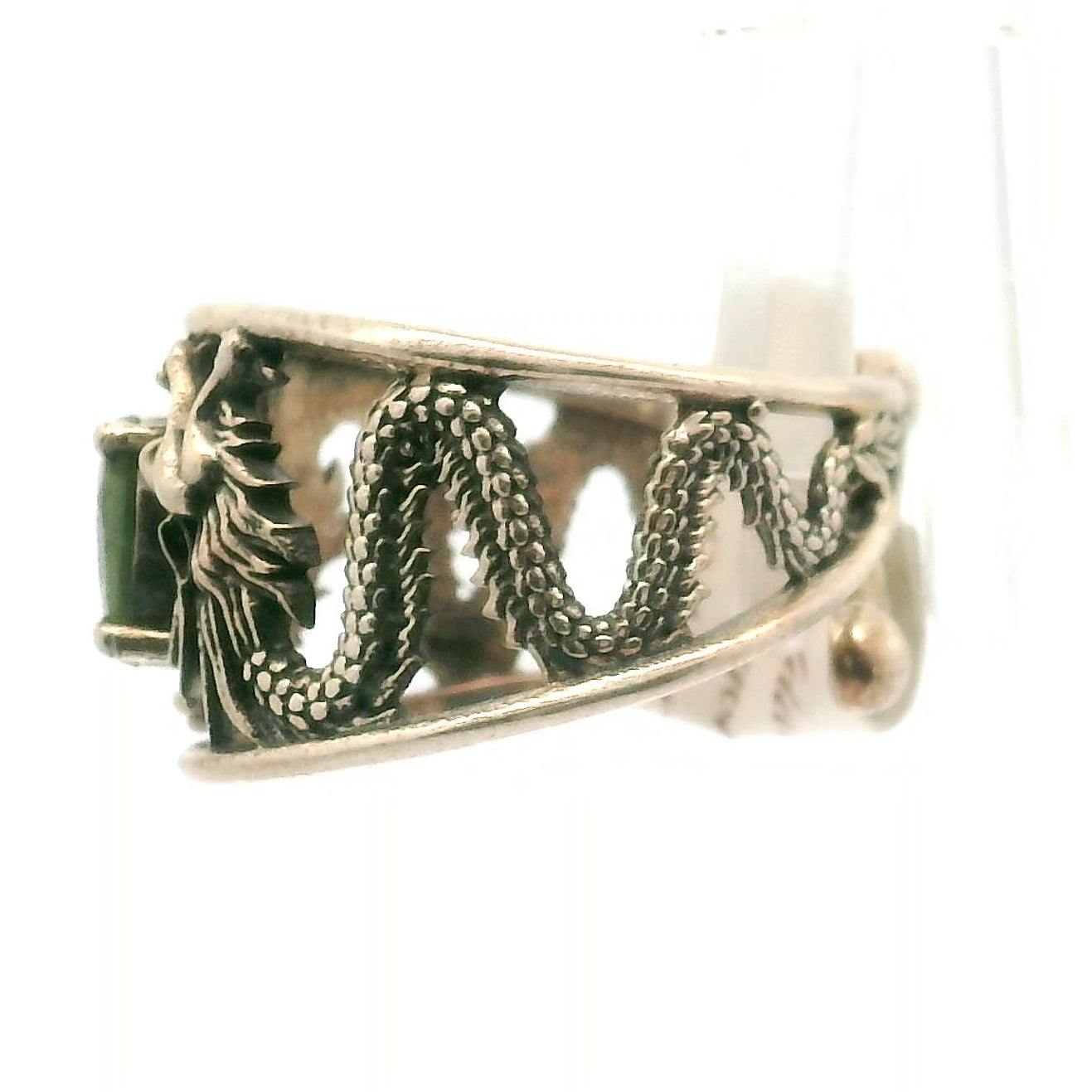 Moldavite Dragon Cuff Ring .925 Silver for Manifesting your Dream Life