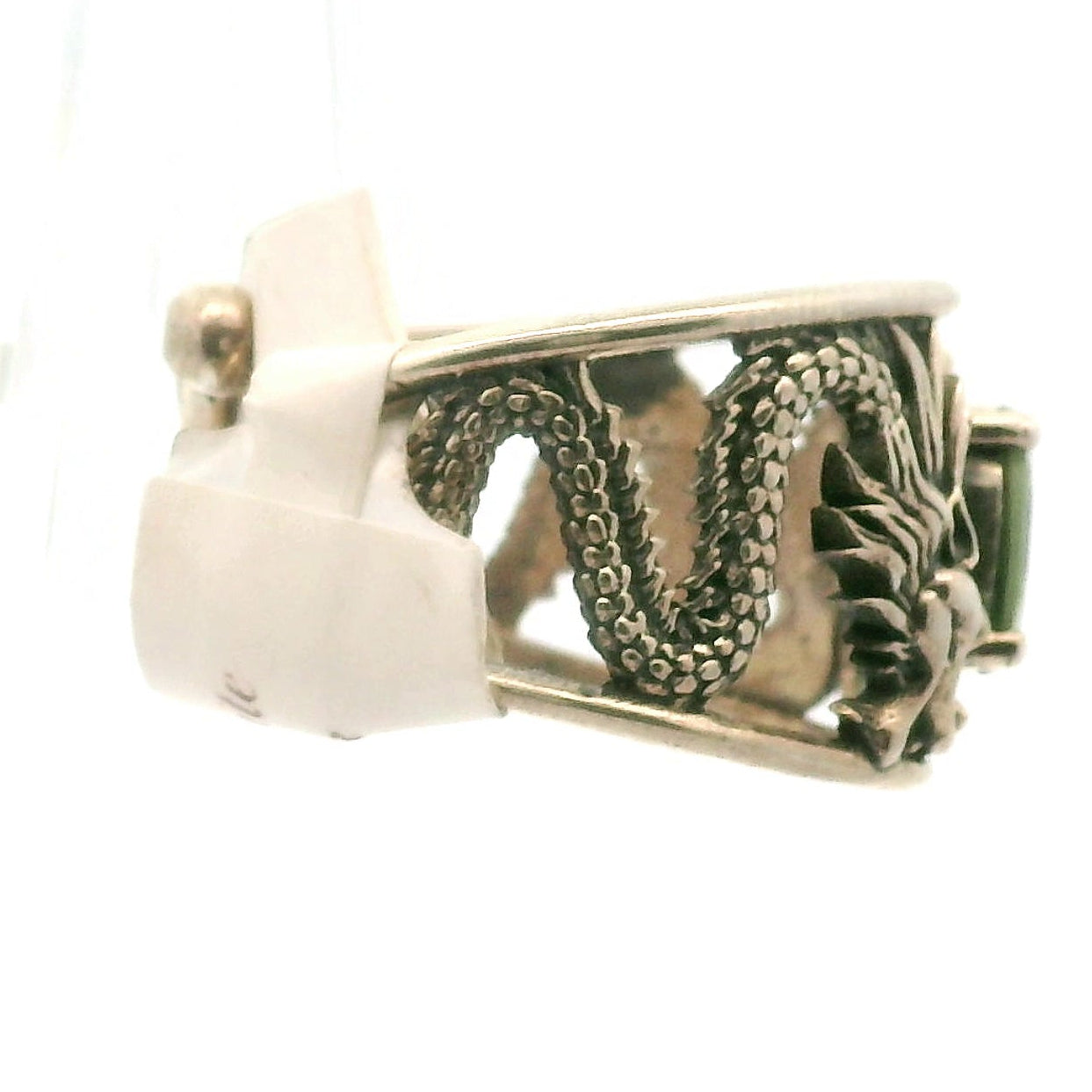 Moldavite Dragon Cuff Ring .925 Silver for Manifesting your Dream Life