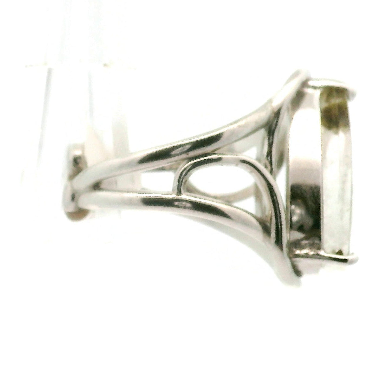 Epidote in Quartz .925 Silver Adjustable Ring Cuff for Abundance, New Relationships and a Positive Outlook