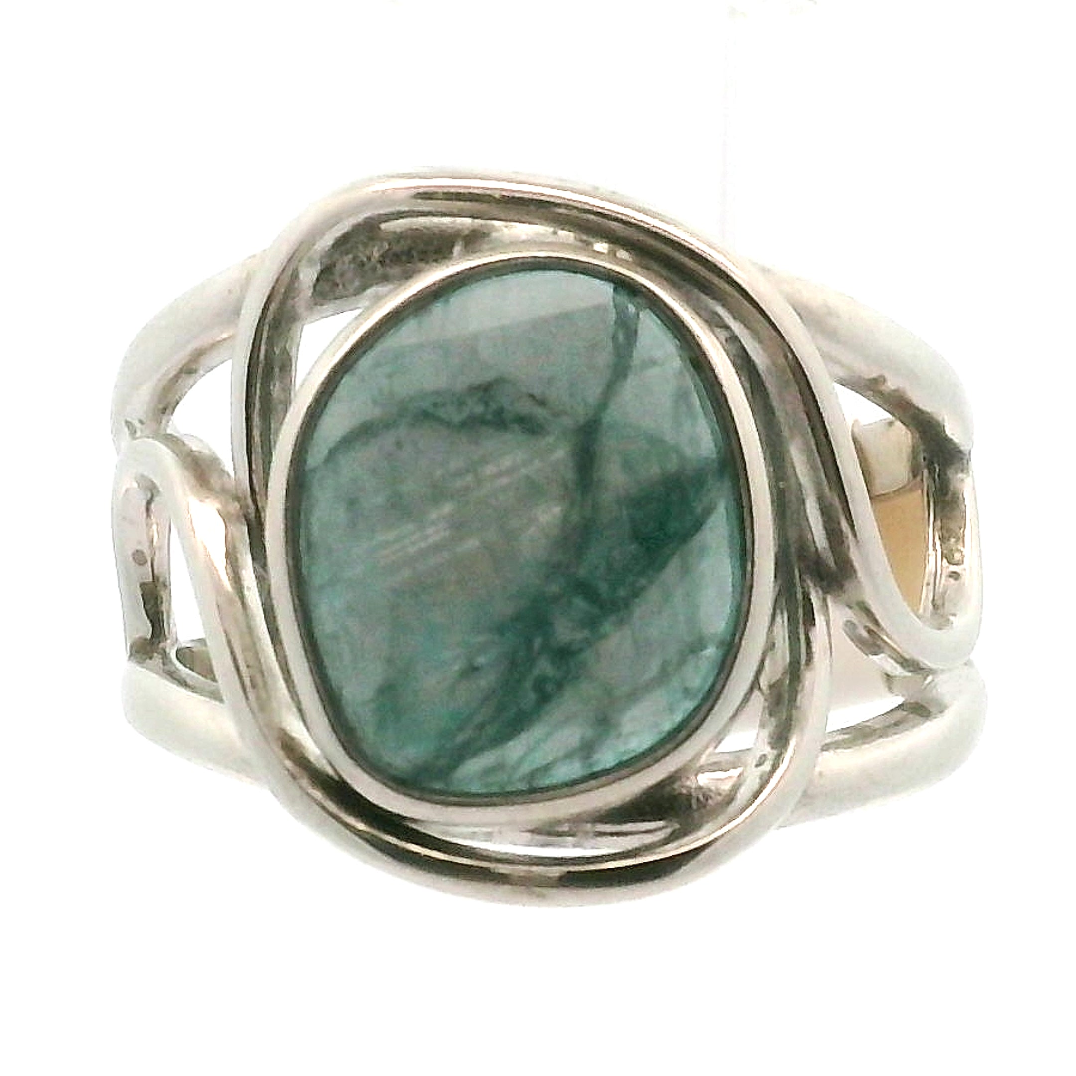 Grandidierite Cuff Ring .925 Silver for Enhancing Intuitive Communication