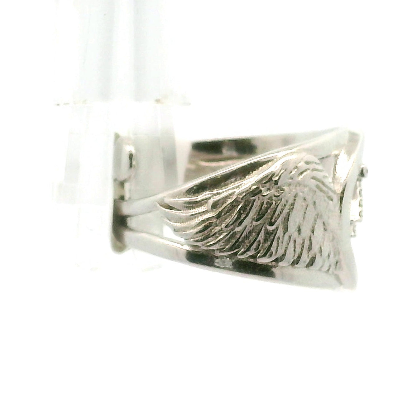 Angel Codes Cuff Ring With Lab Created Moissanite .925 Silver for Connecting with Angels, Divine Guidance, Manifestation and Protection