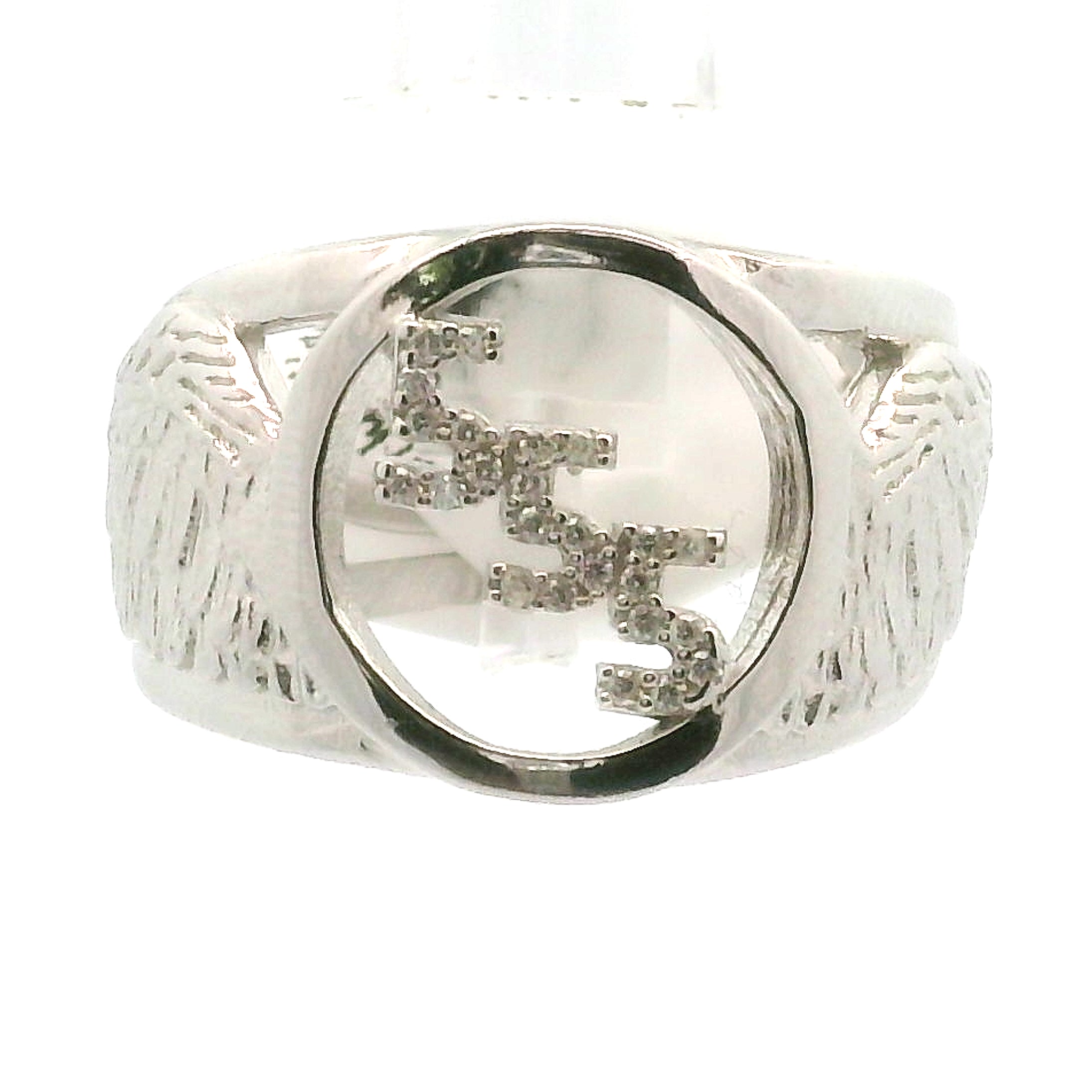 Angel Codes Cuff Ring With Lab Created Moissanite .925 Silver for Connecting with Angels, Divine Guidance, Manifestation and Protection