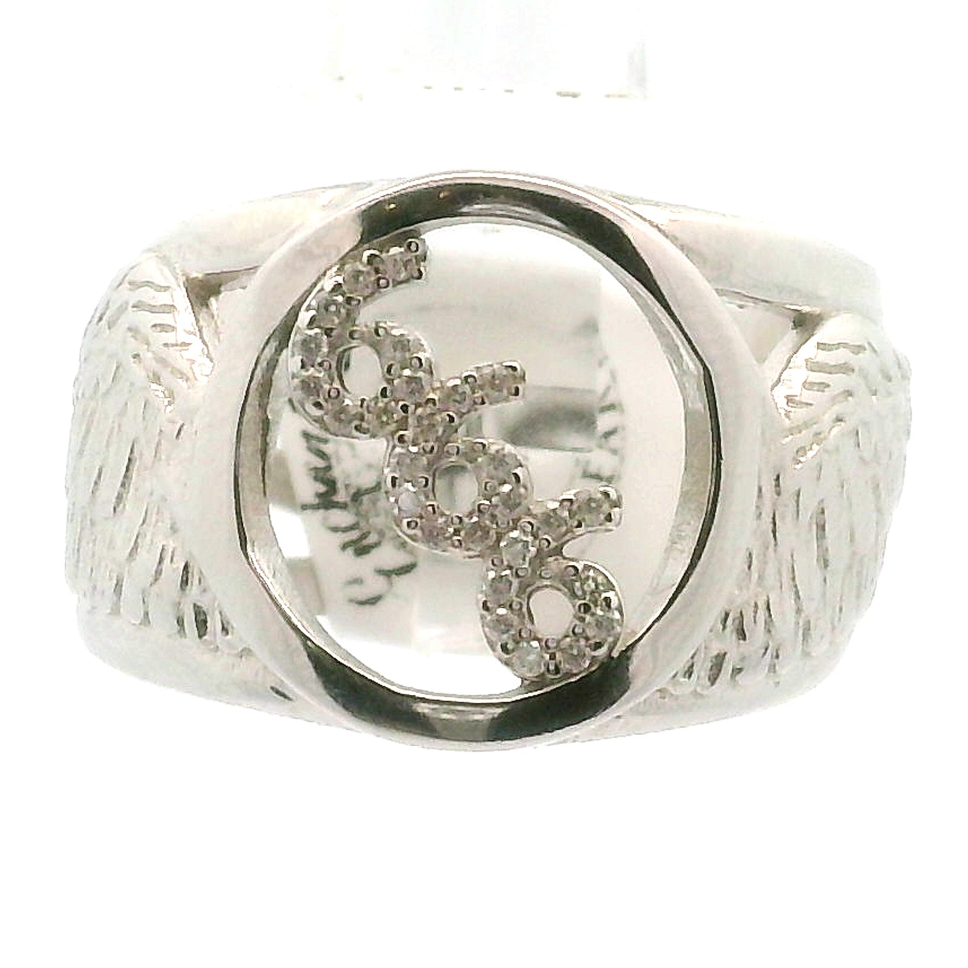Angel Codes Cuff Ring With Lab Created Moissanite .925 Silver for Connecting with Angels, Divine Guidance, Manifestation and Protection