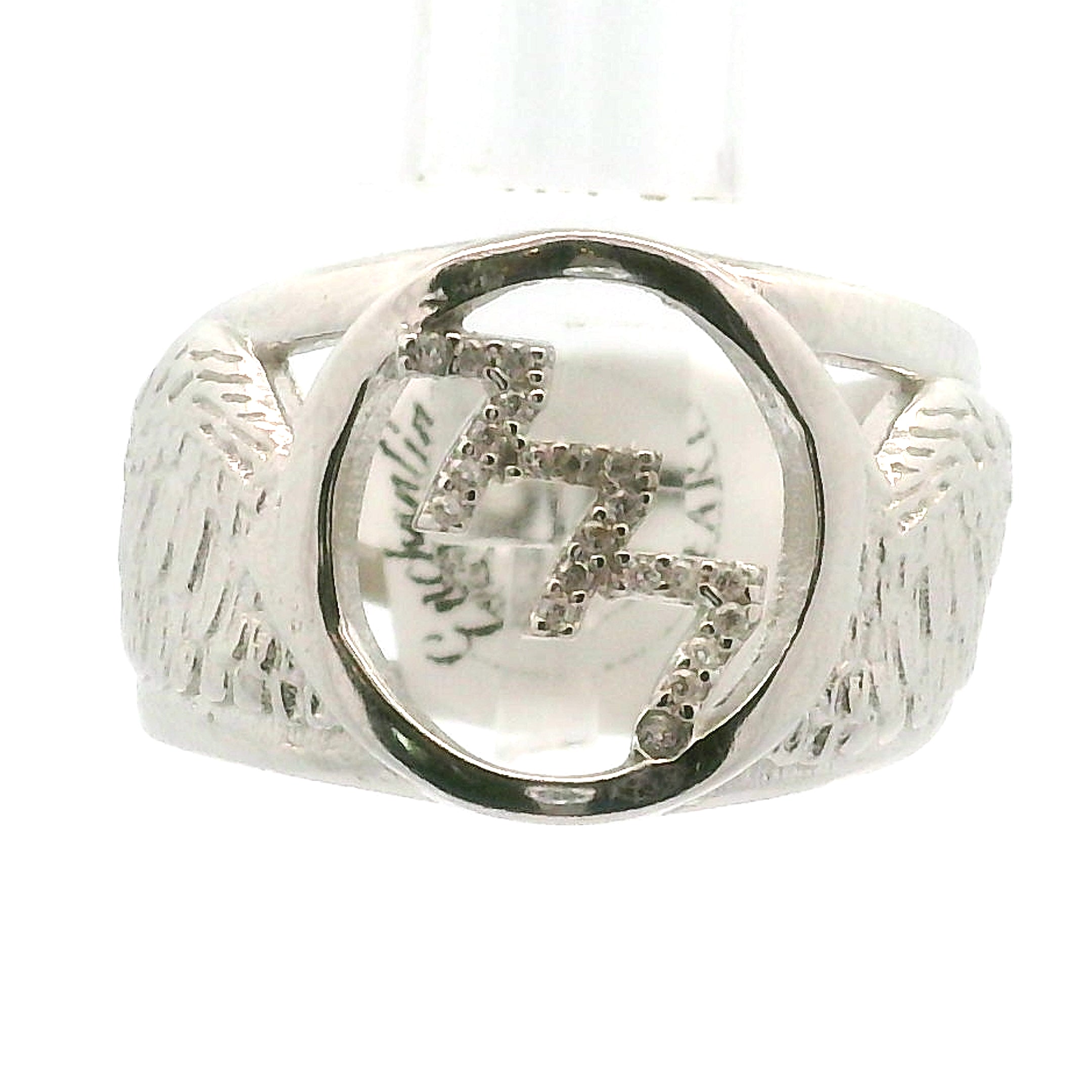 Angel Codes Cuff Ring With Lab Created Moissanite .925 Silver for Connecting with Angels, Divine Guidance, Manifestation and Protection